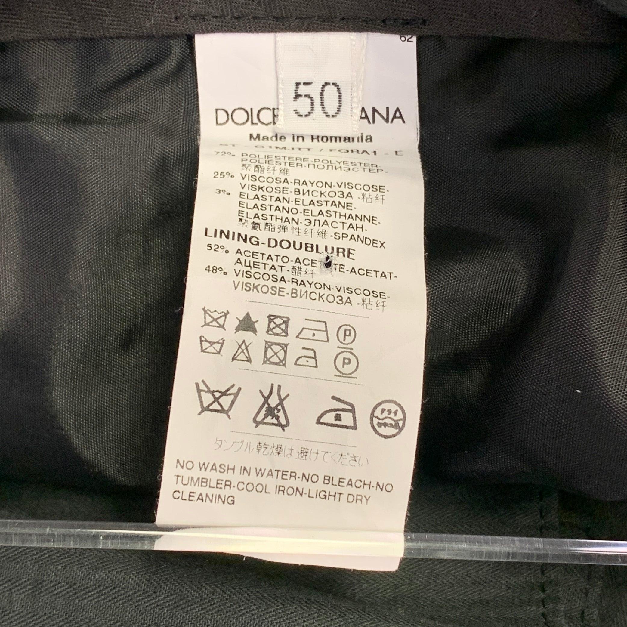 DOLCE & GABBANA Size 34 Grey Glenplaid Polyester Blend Tapered Zip Fly Dress Pants In Excellent Condition In San Francisco, CA