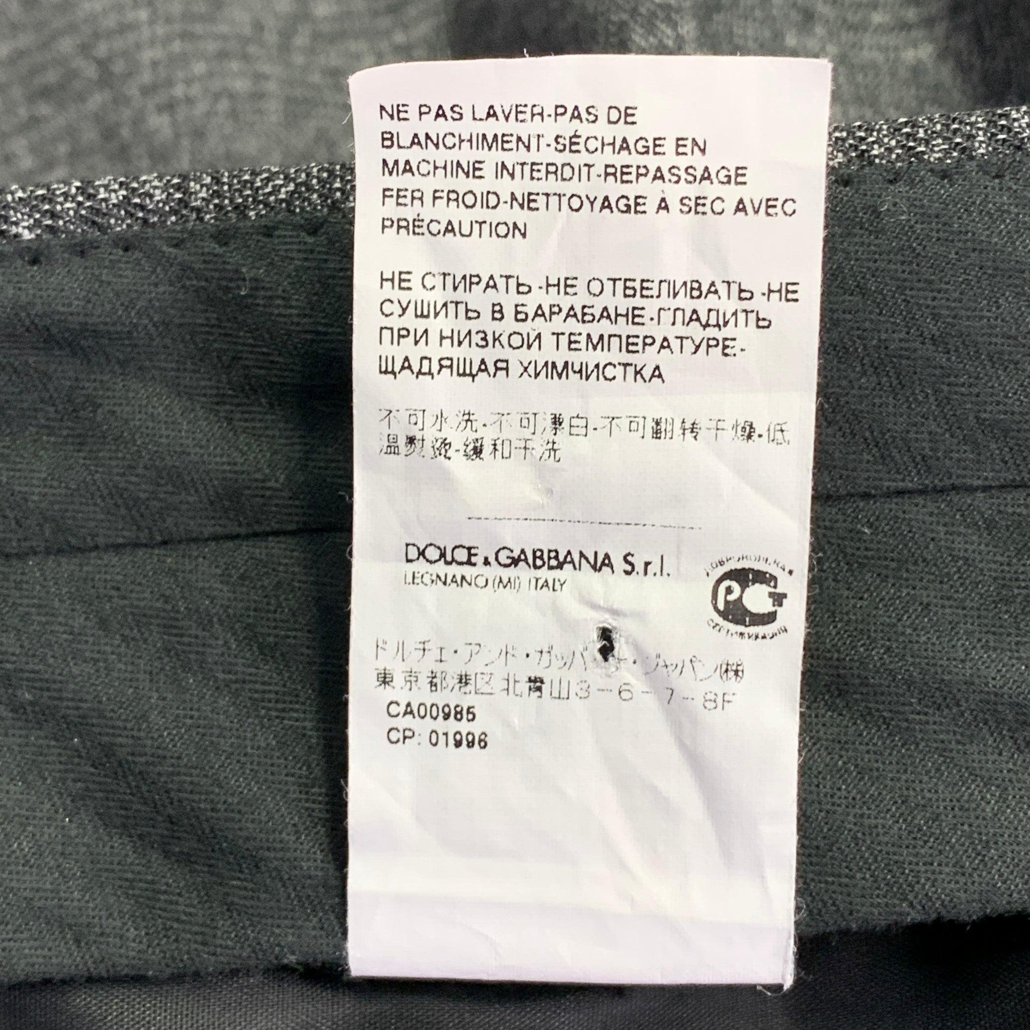 Men's DOLCE & GABBANA Size 34 Grey Glenplaid Polyester Blend Tapered Zip Fly Dress Pants