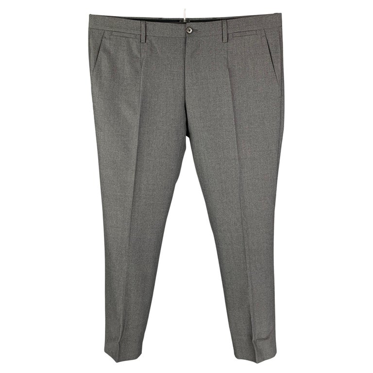 DOLCE and GABBANA Size 34 Grey Wool Silk Flat Front Dress Pants For ...