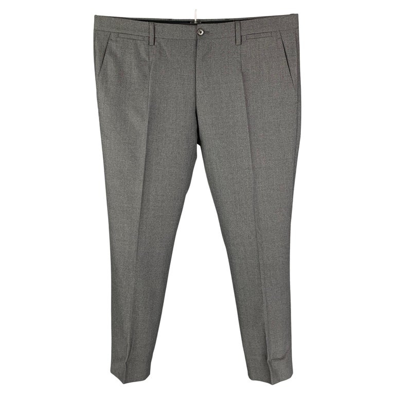 DOLCE and GABBANA Size 34 Grey Wool Silk Flat Front Dress Pants For