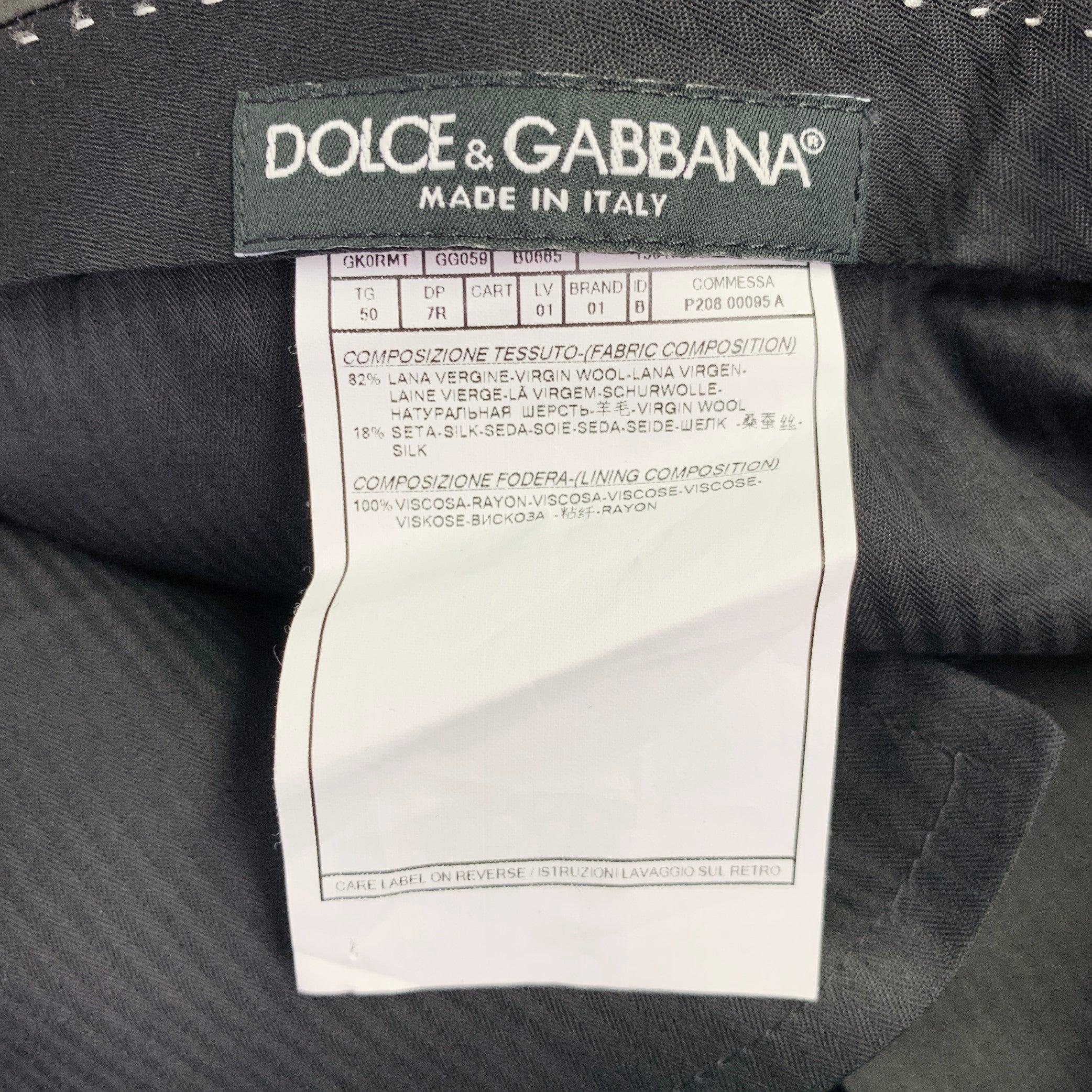 Noir Dolce & Gabbana Taille 34 Navy Wool Silk Tapered Zip Fly Dress Pants en vente