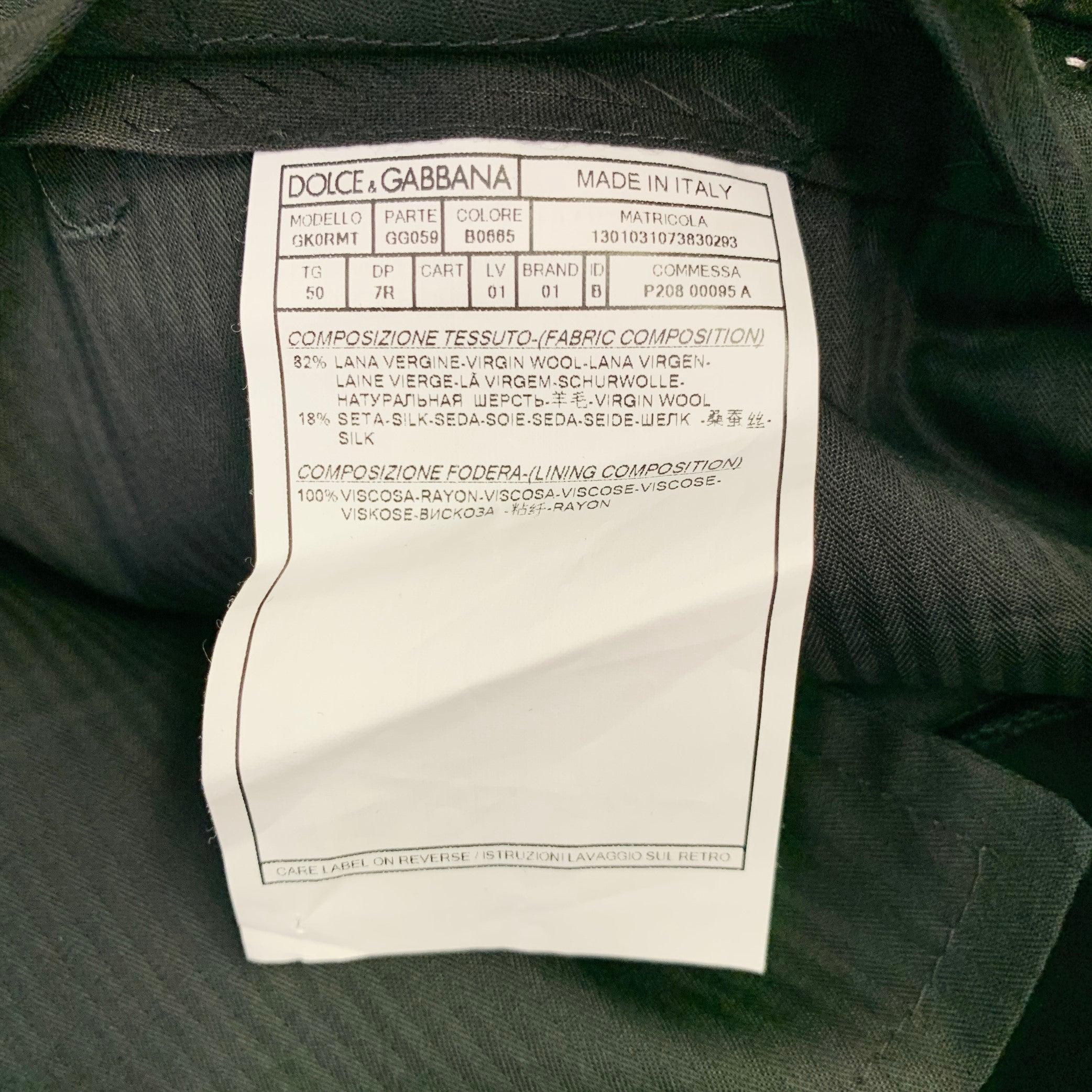Dolce & Gabbana Taille 34 Navy Wool Silk Tapered Zip Fly Dress Pants Excellent état - En vente à San Francisco, CA