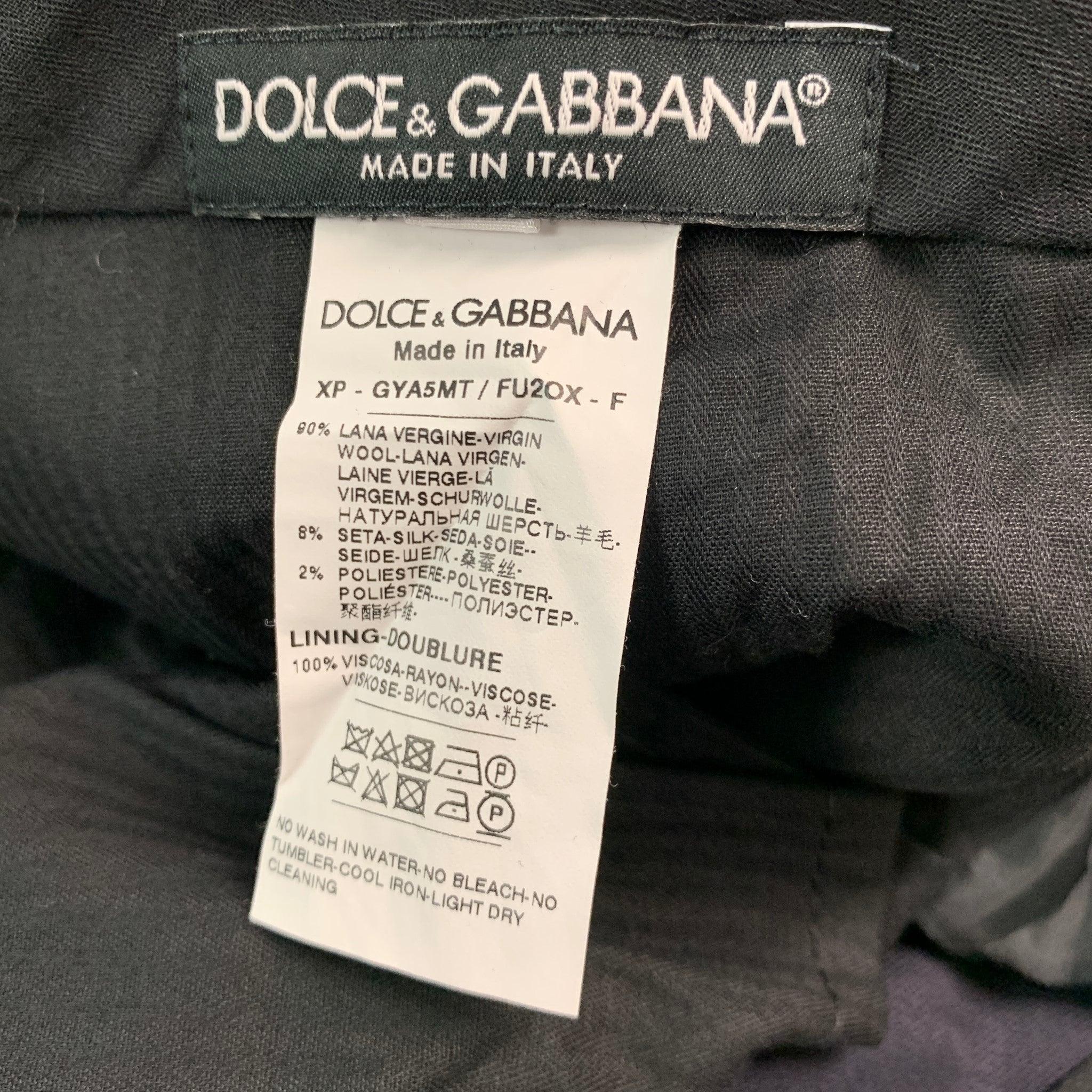 DOLCE & GABBANA Size 34 Navy Wool Tuxedo Dress Pants For Sale 1