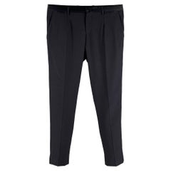 DOLCE 
GABBANA Size 34 Navy Wool Tuxedo Dress Pants