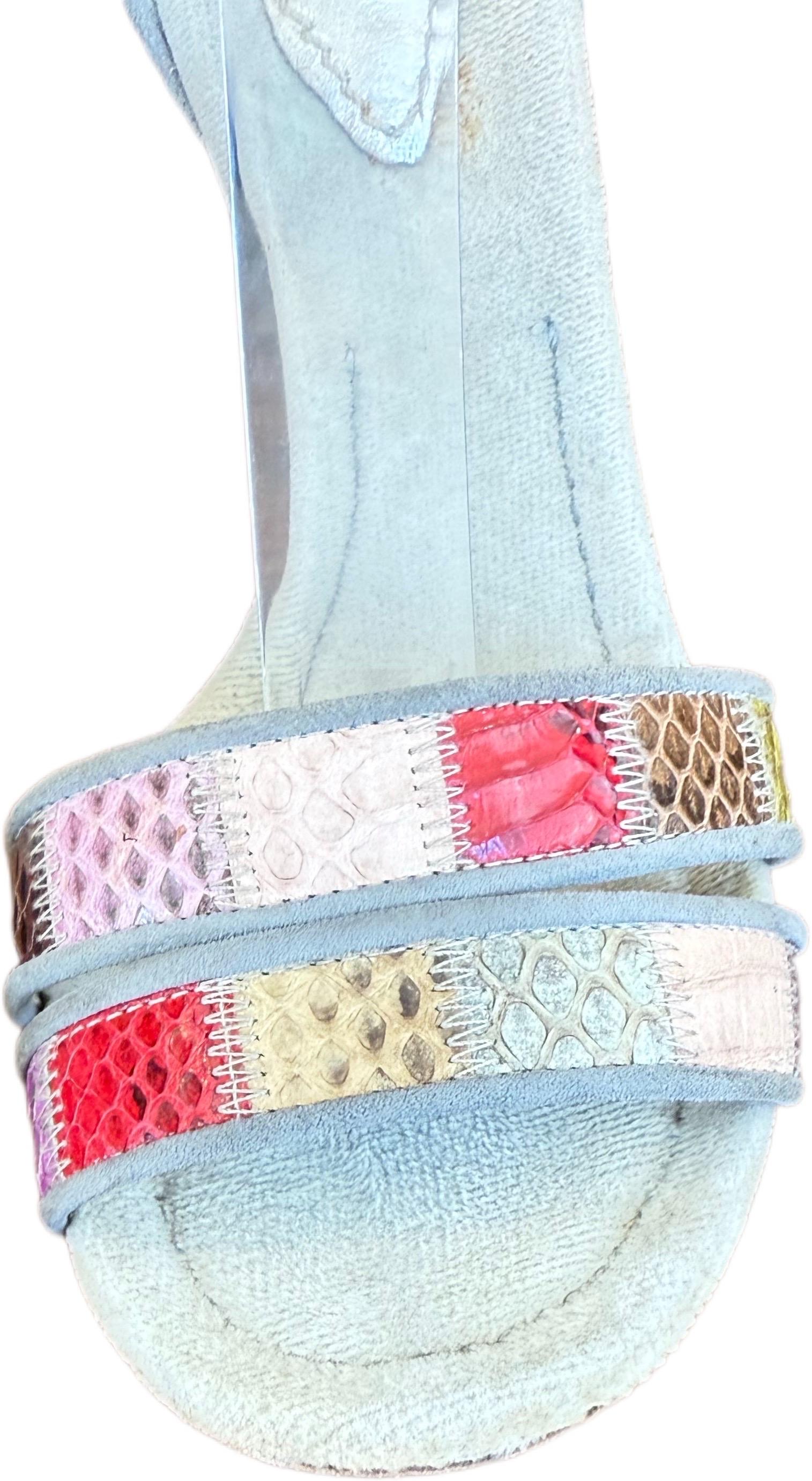 Dolce & Gabbana Size 36 6 Patchwork Ayers Python Heels – S/S 2007 Exotic Sandals For Sale 2