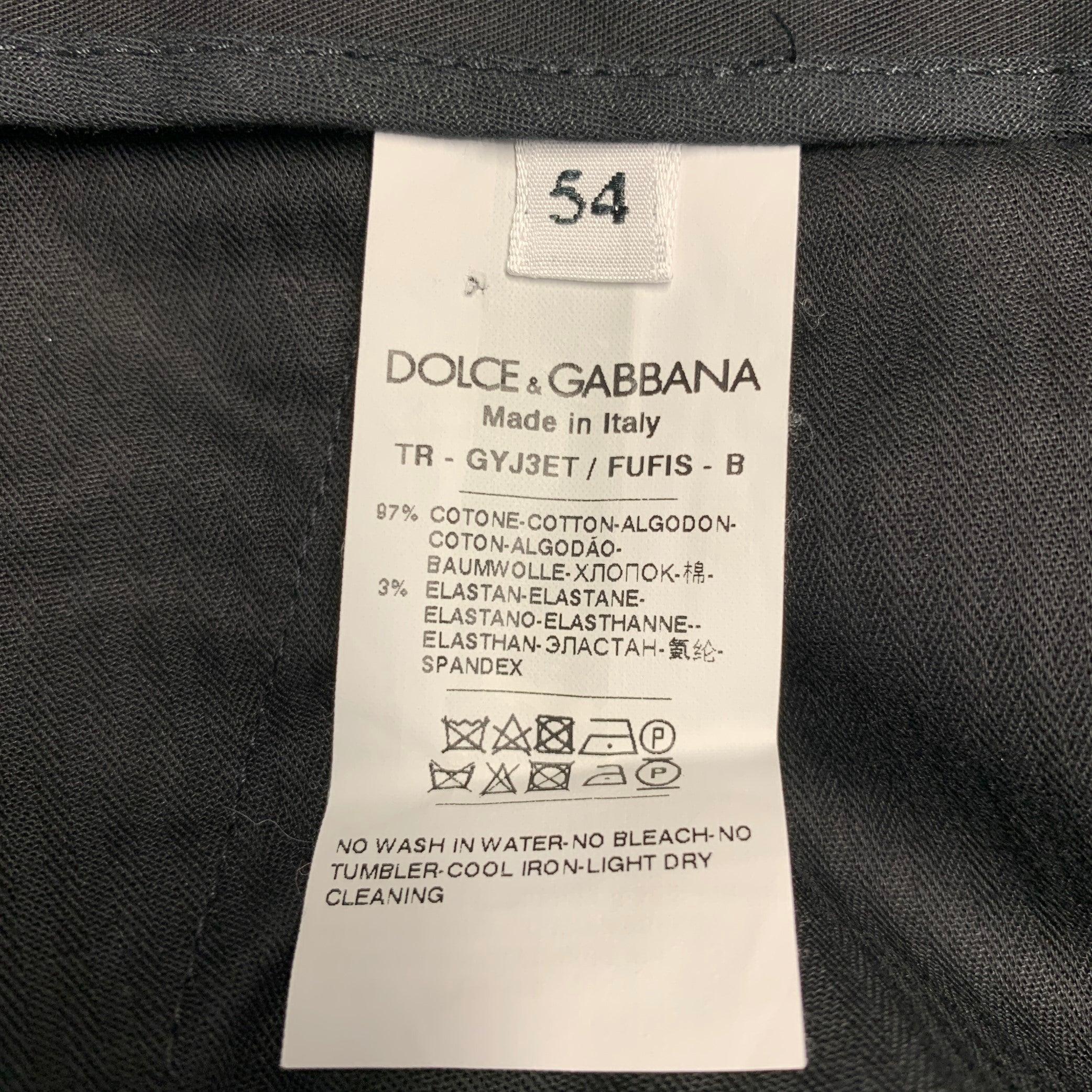 DOLCE & GABBANA Size 36 Black Brown Leopard Stripe Cotton Blend Dress Pants For Sale 2