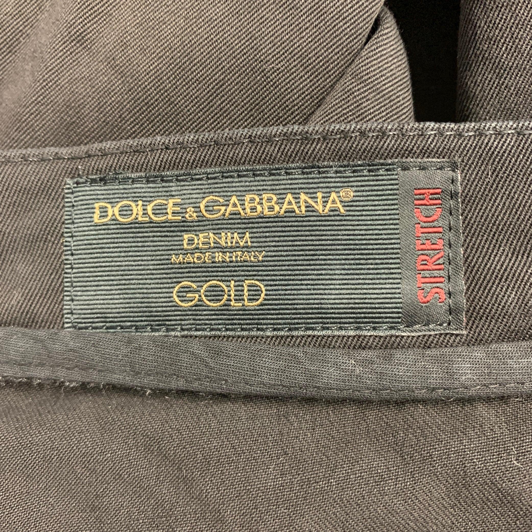 DOLCE & GABBANA Size 36 Black Cotton Blend Jean Cut Casual Pants For Sale 2
