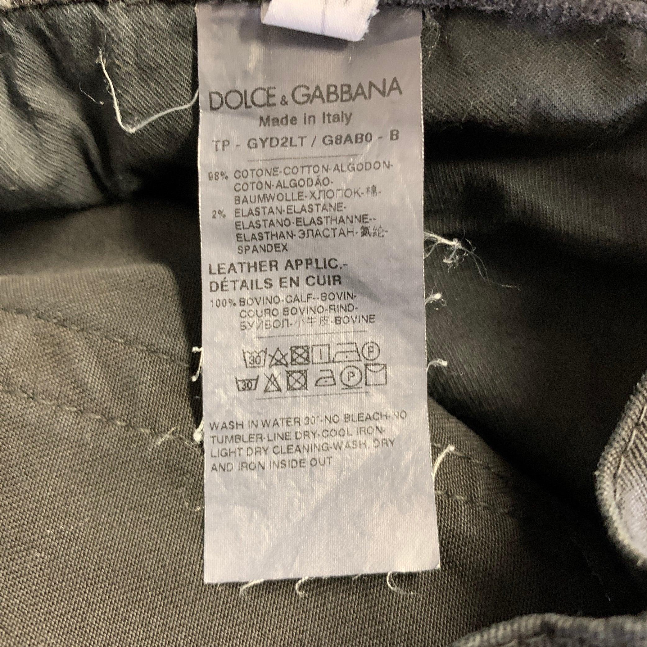 DOLCE & GABBANA Size 36 Black Cotton Blend Jean Cut Casual Pants For Sale 4