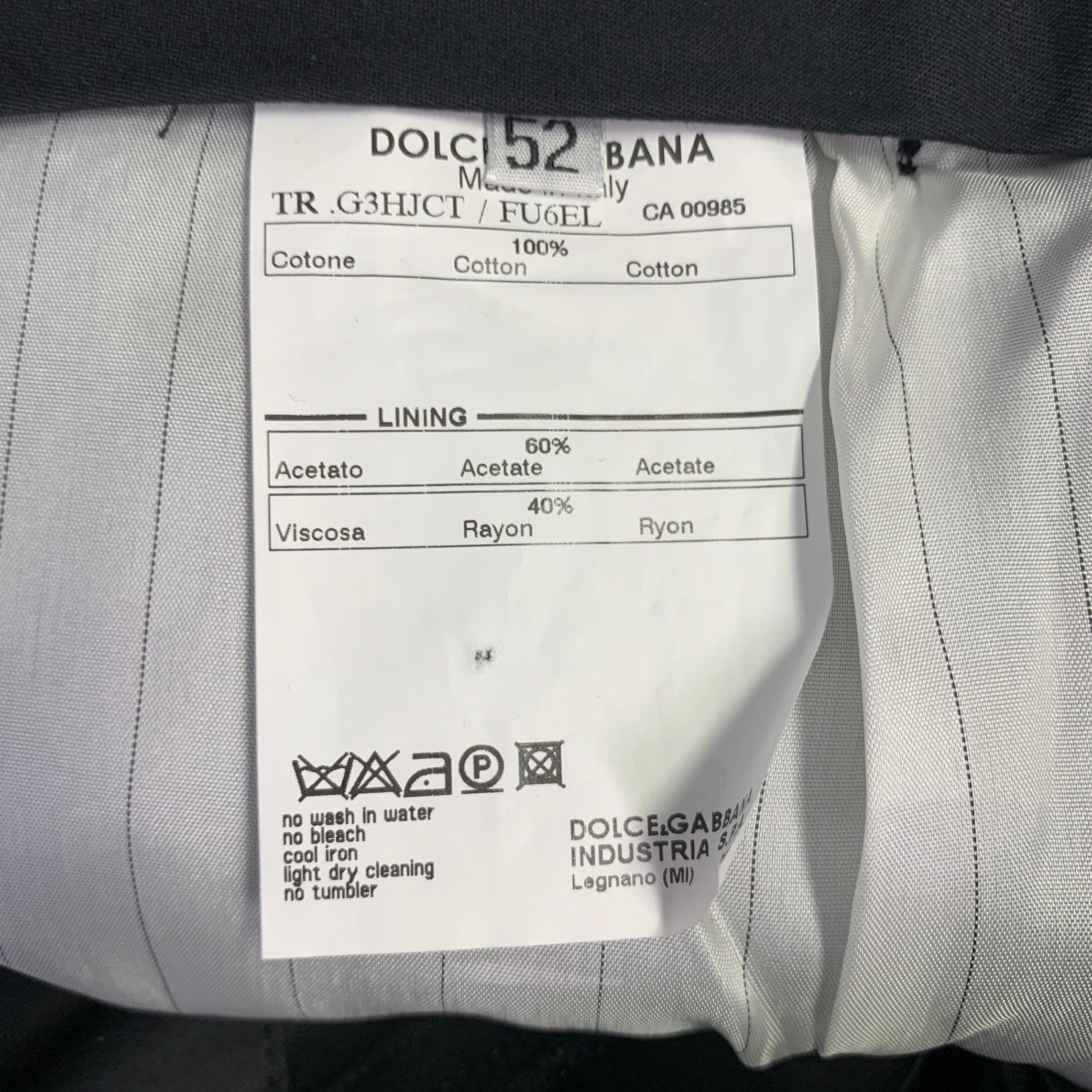 Men's DOLCE & GABBANA Size 36 Black Cotton Twill Tapered Zip Fly Dress Pants For Sale
