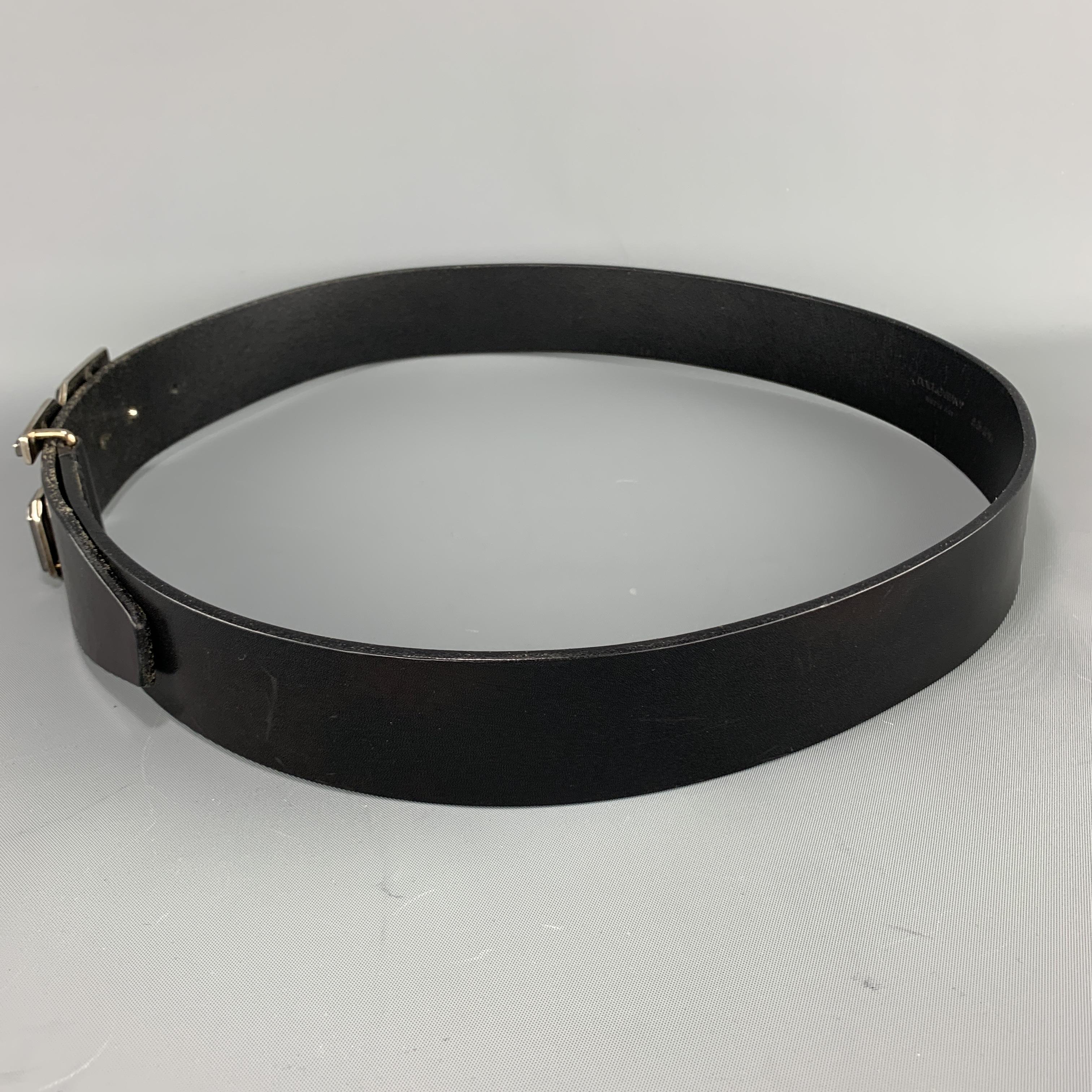 DOLCE & GABBANA Size 36 Black Leather Metal DG Buckle Belt In Good Condition In San Francisco, CA