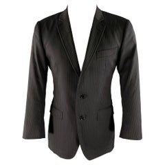 DOLCE & GABBANA Talla 36 Chaqueta negra de mezcla de lana a rayas