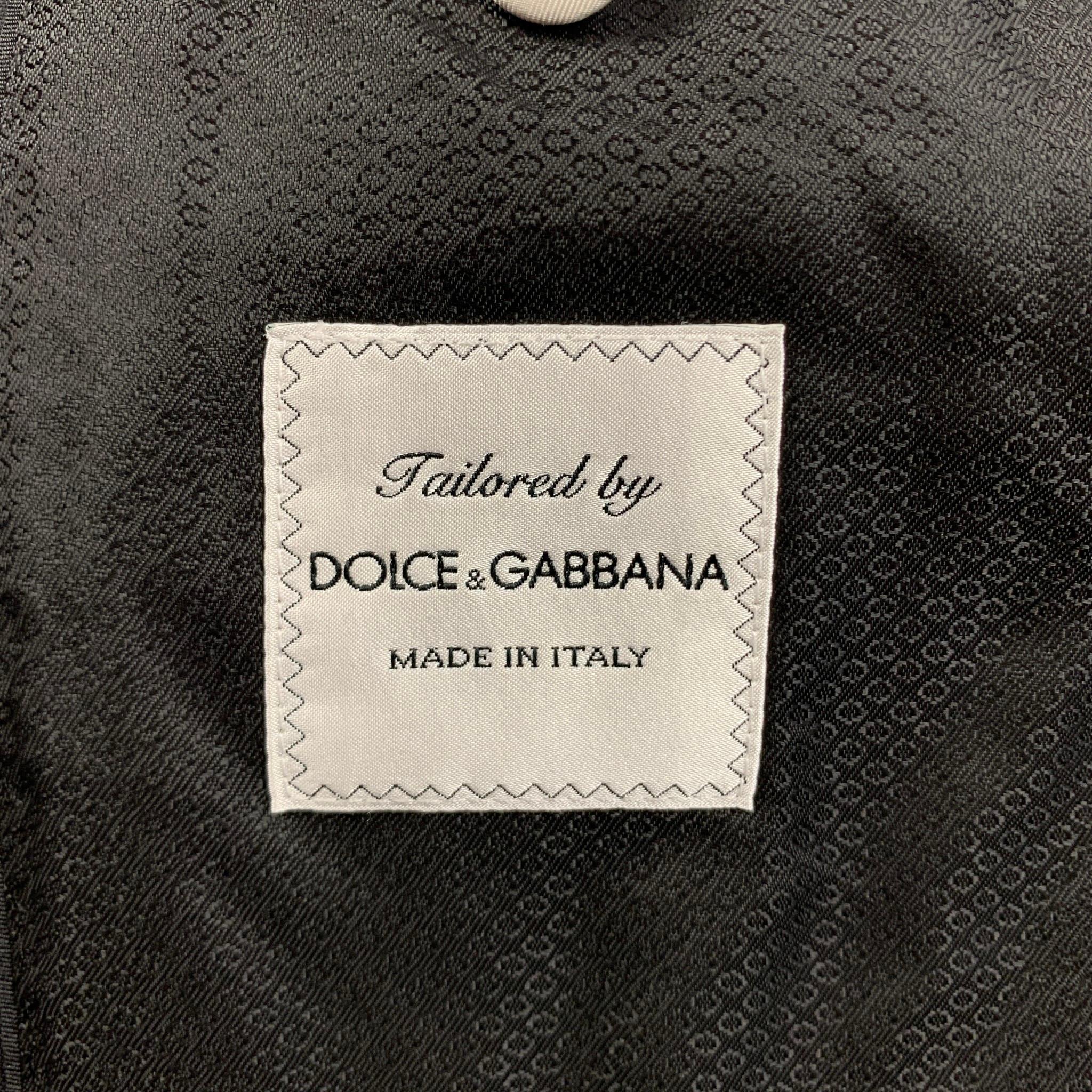 DOLCE & GABBANA Size 36 Black & White Wool Blend Peak Lapel 3 Piece Suit 2