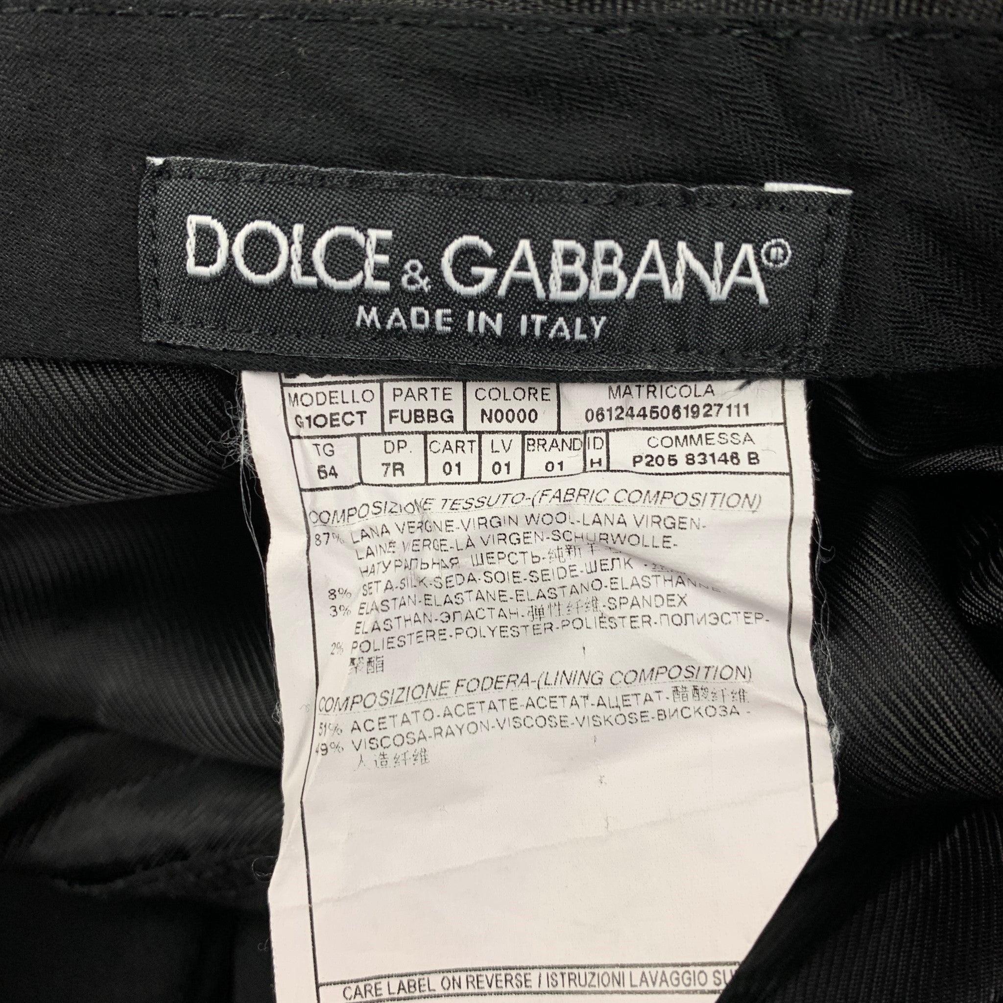 Men's DOLCE & GABBANA Size 36 Black Wool Blend Tuxedo Dress Pants For Sale