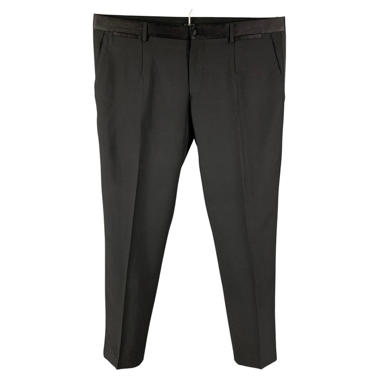 Dolce & Gabbana Black Wool Skinny Dress Formal Trouser Pants
