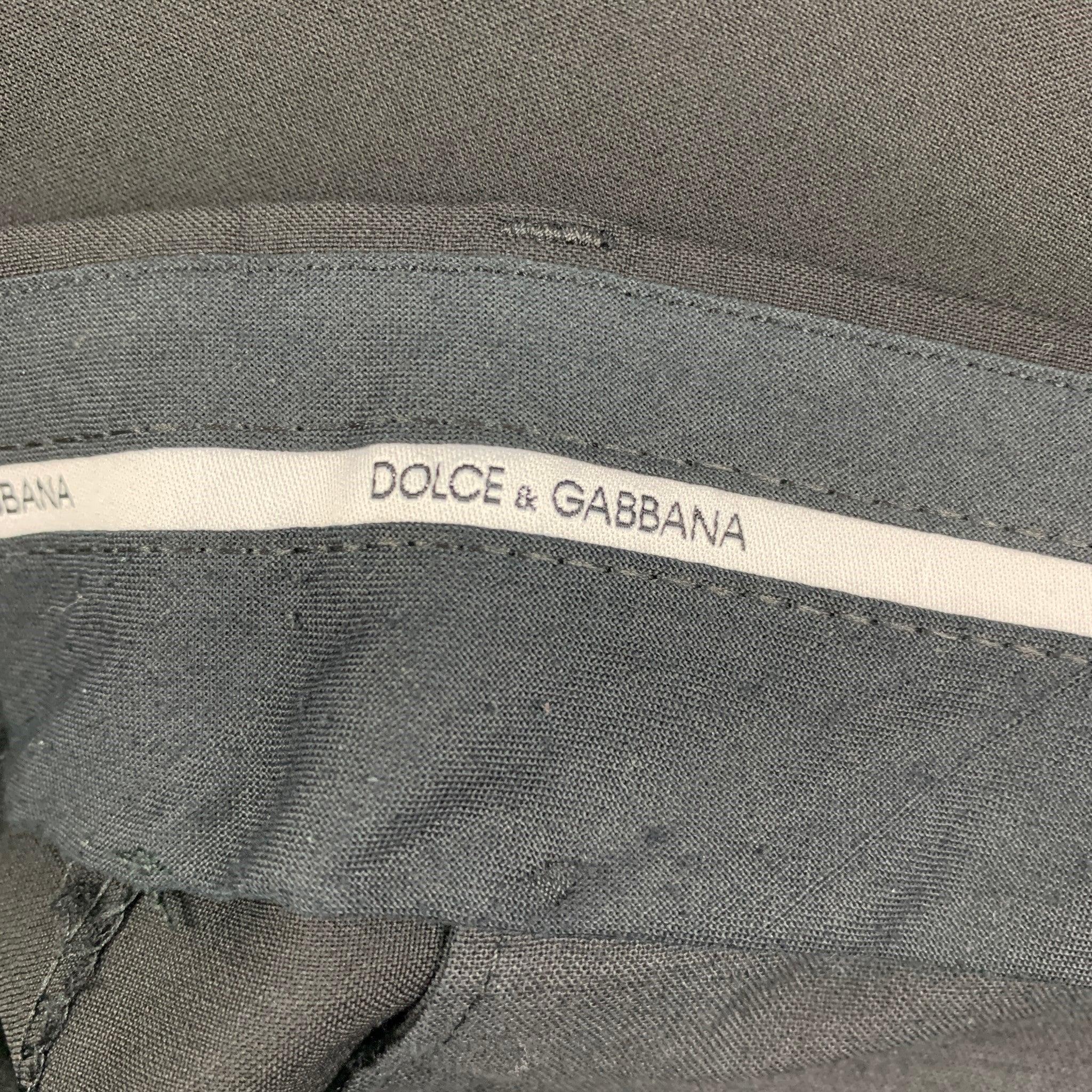 DOLCE & GABBANA Size 36 Black Wool Blend Zip Fly Dress Pants For Sale 1