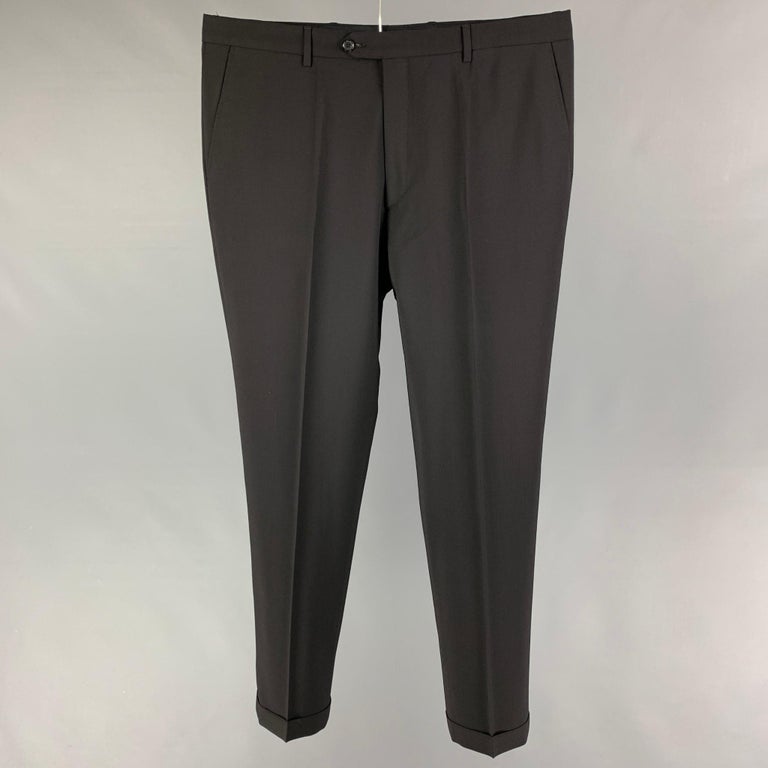 DOLCE and GABBANA Size 36 Black Wool Blend Zip Fly Dress Pants For Sale