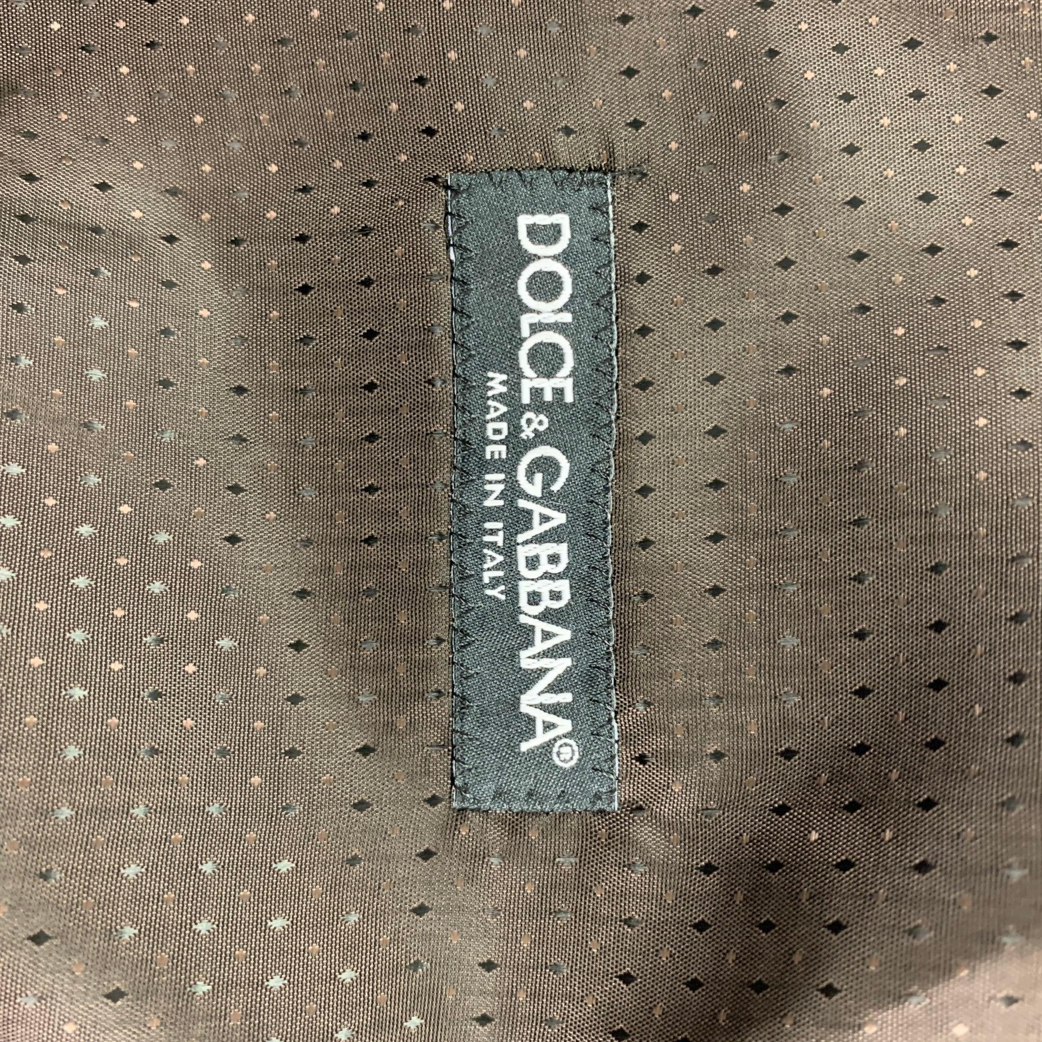 DOLCE & GABBANA Size 36 Brown Geometric Polyester Silk Blend 3 Piece Suit For Sale 7