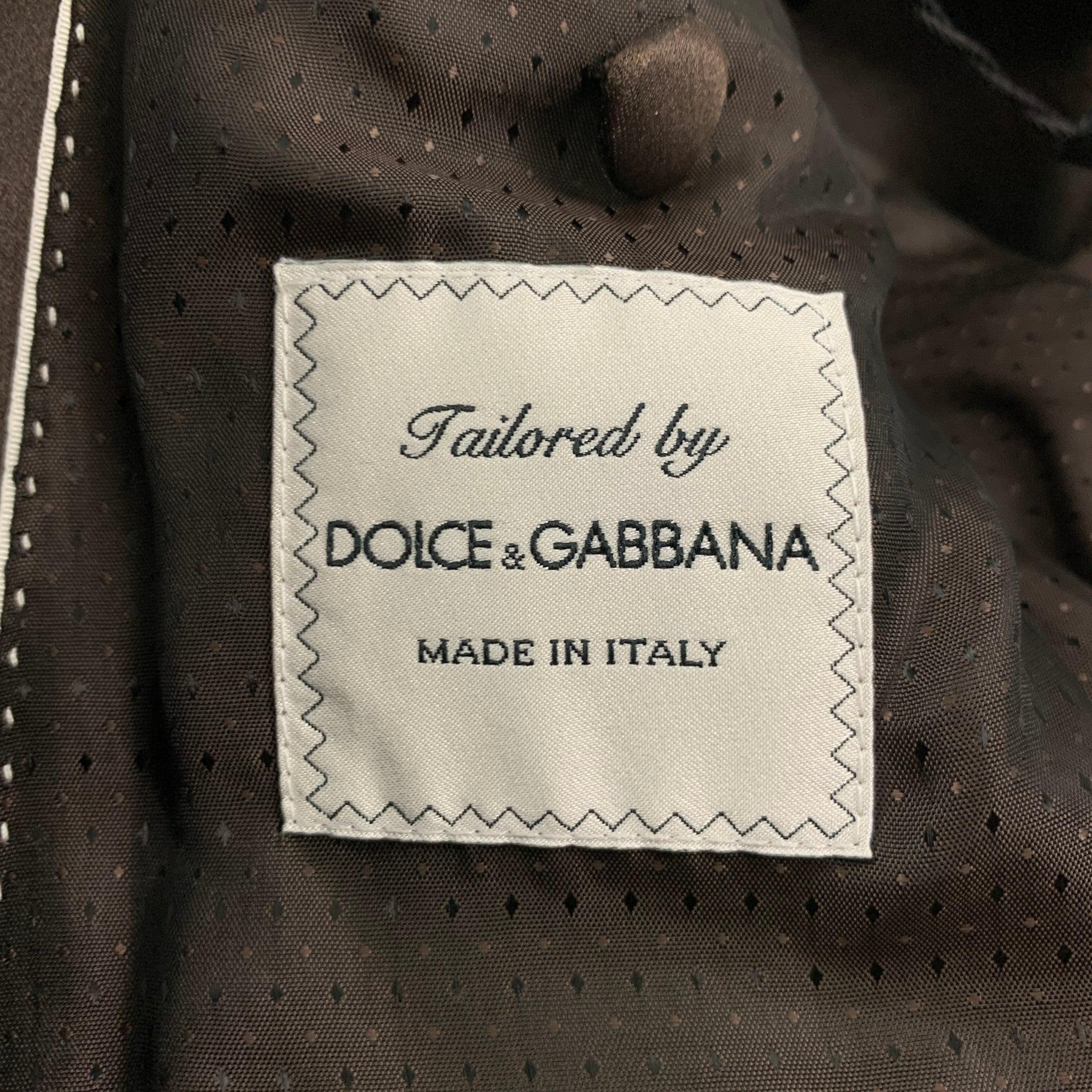 DOLCE & GABBANA Size 36 Brown Geometric Polyester Silk Blend 3 Piece Suit For Sale 4