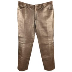 DOLCE & GABBANA Size 36 Brown Leather Flat Front Pants