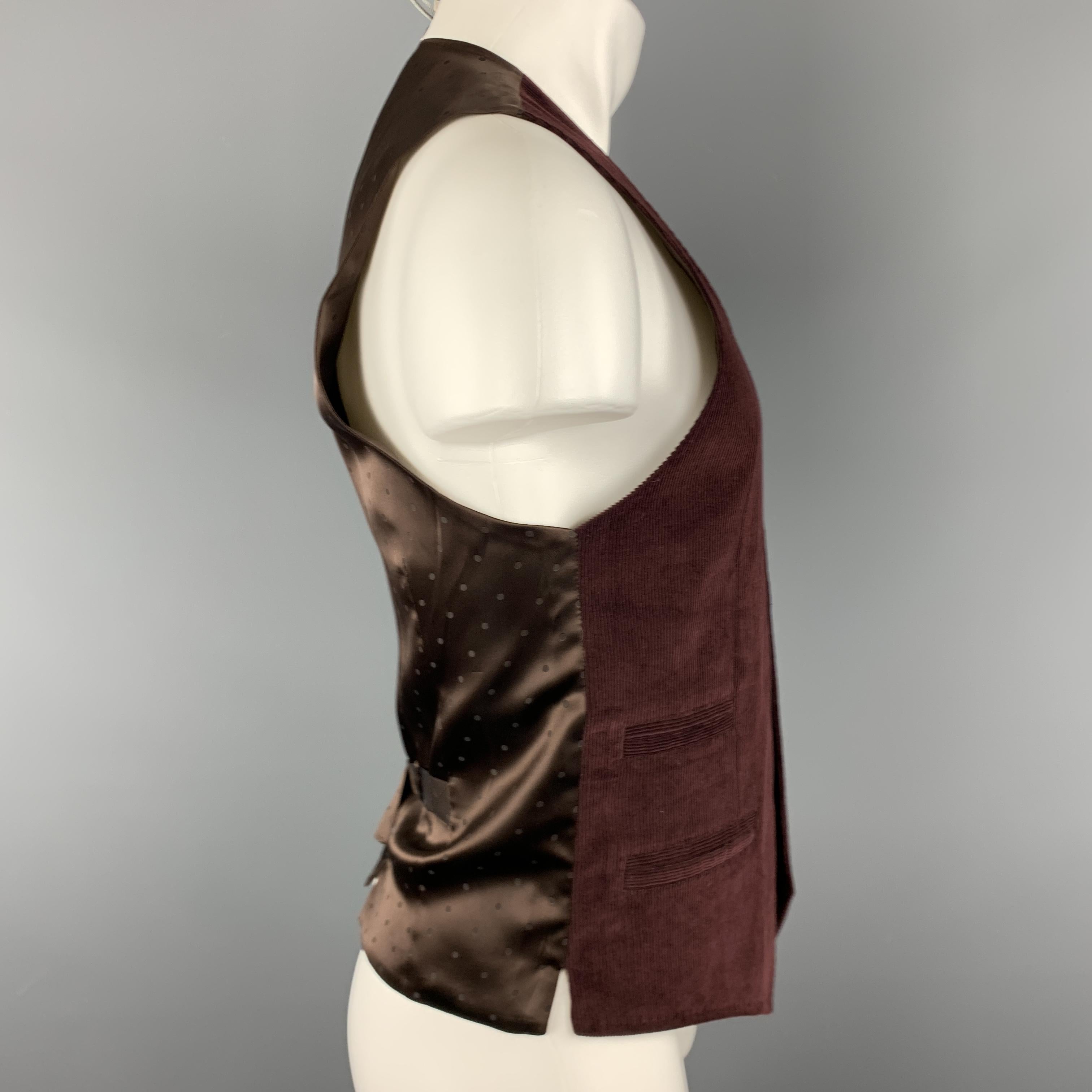 Black DOLCE & GABBANA Size 36 Burgundy Corduroy Buttoned Vest
