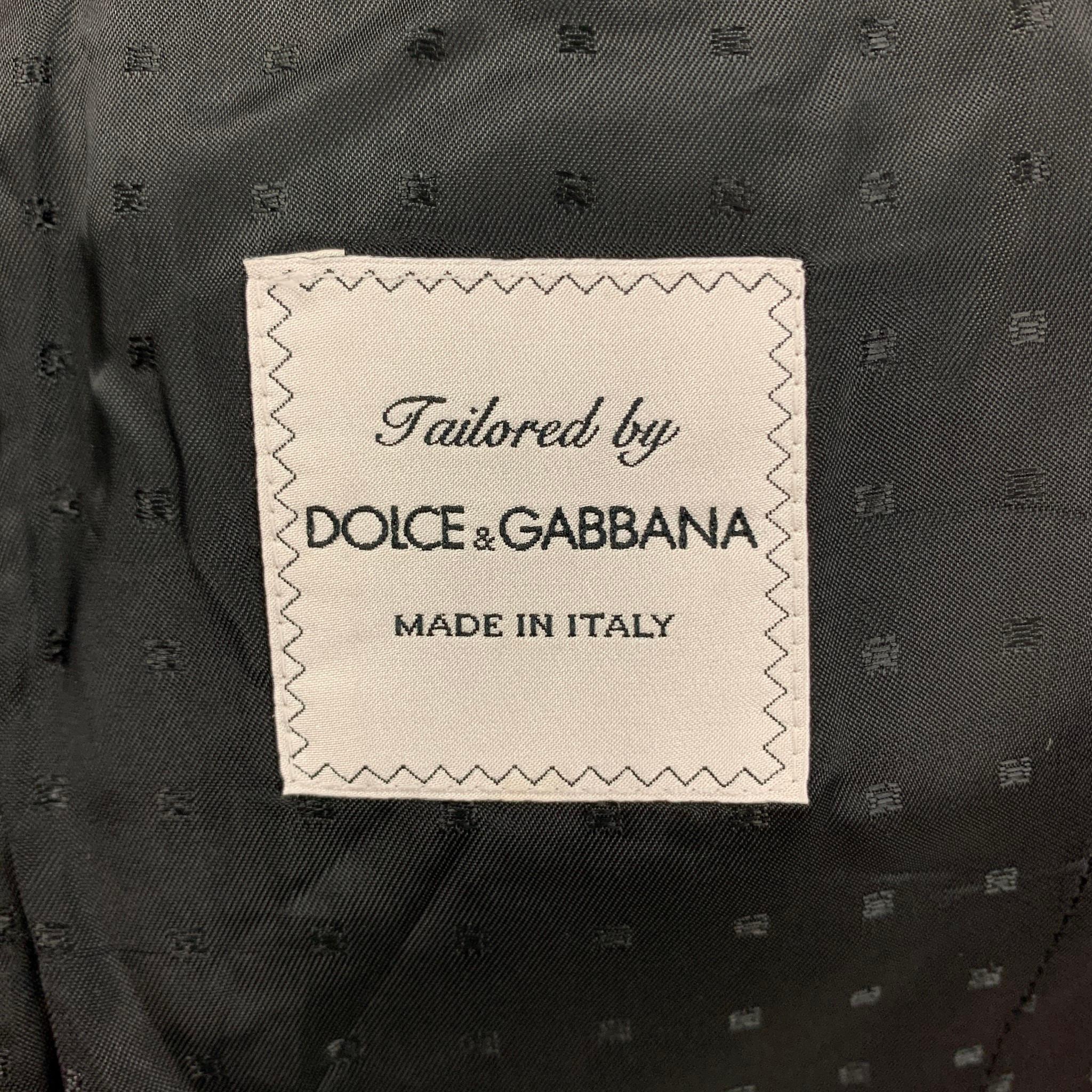 DOLCE & GABBANA Size 36 Burgundy Jacquard Wool Silk Shawl Collar 3 Piece Suit 4