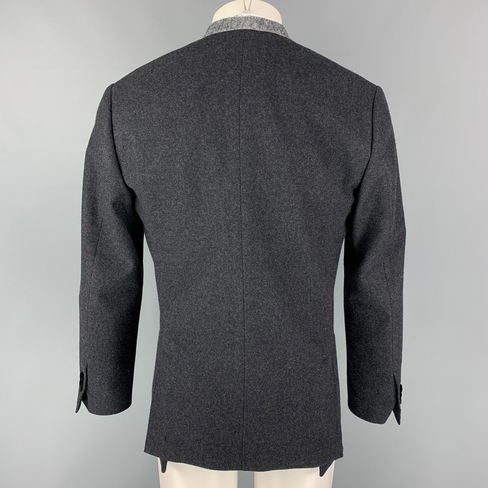 Men's DOLCE & GABBANA Size 36 Charcoal & Black Wool Blend Sport Coat For Sale