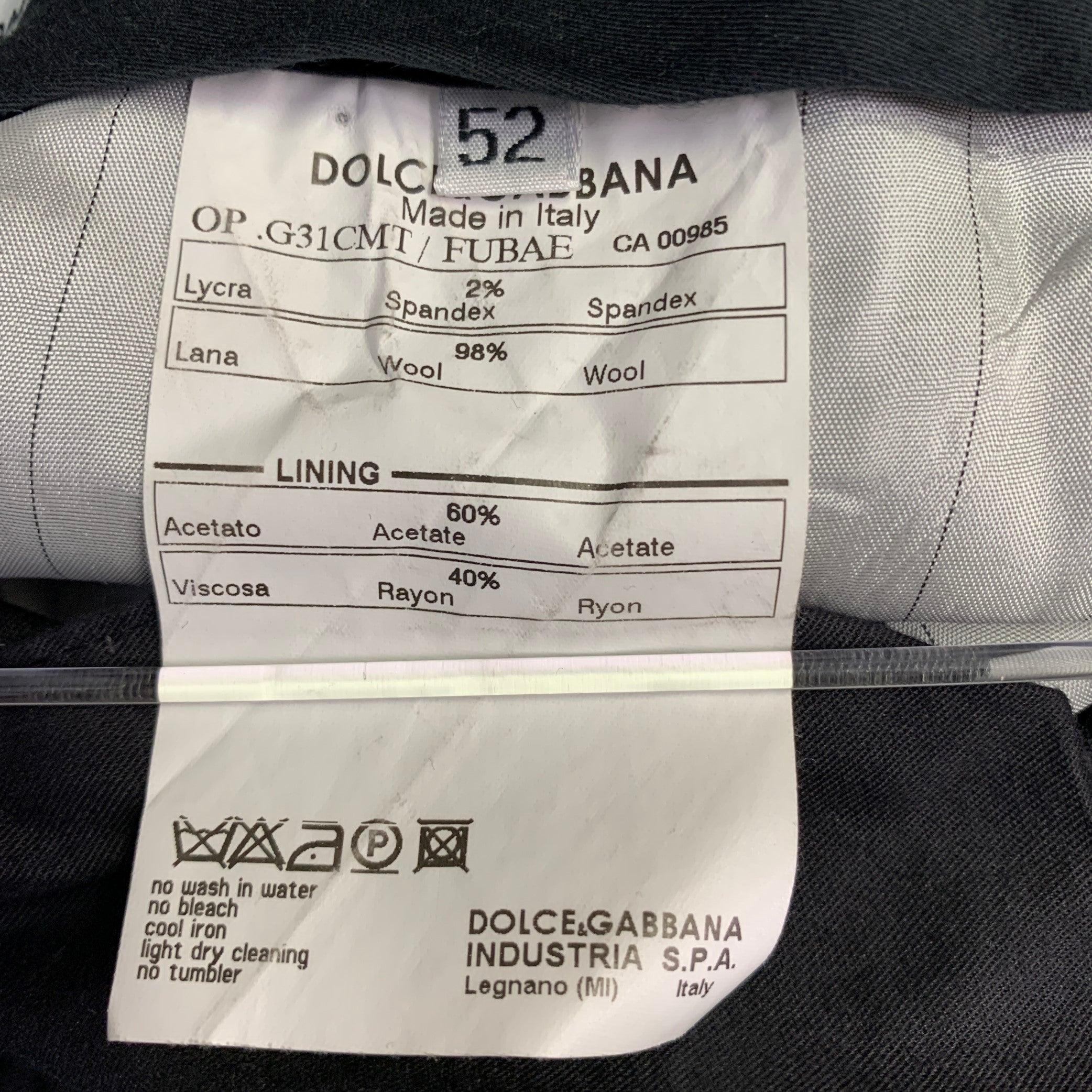 Black DOLCE & GABBANA Size 36 Charcoal Grey Wool Blend Tapered Zip Fly Dress Pants For Sale