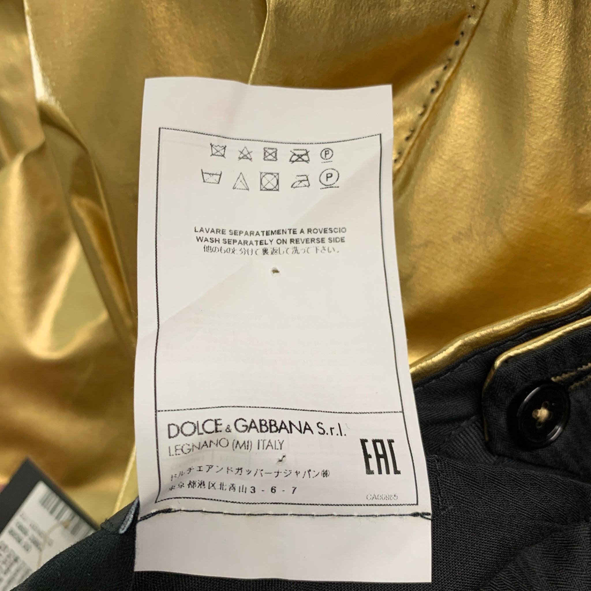 DOLCE & GABBANA Size 36 Gold Metallic Polyamide Elastane Jean Cut Dress Pants For Sale 1