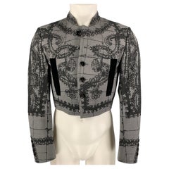 DOLCE & GABBANA Size 36 Grey Black Print Wool Cropped Jacket