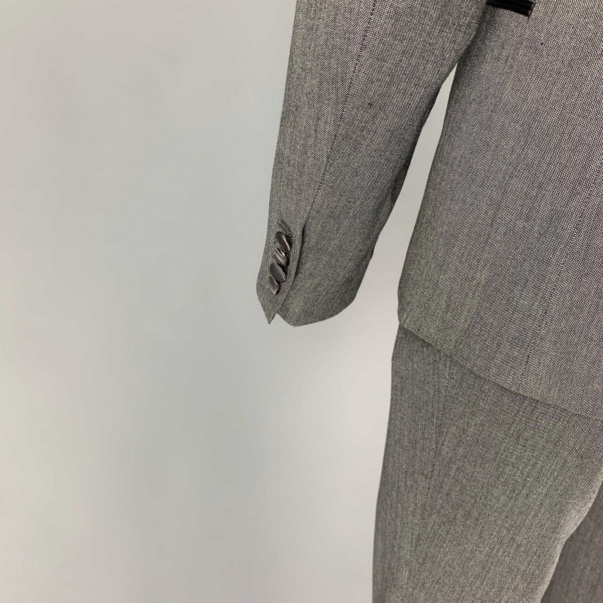 DOLCE & GABBANA Size 36 Grey Wool Silk Notch Lapel Tuxedo Suit For Sale 1