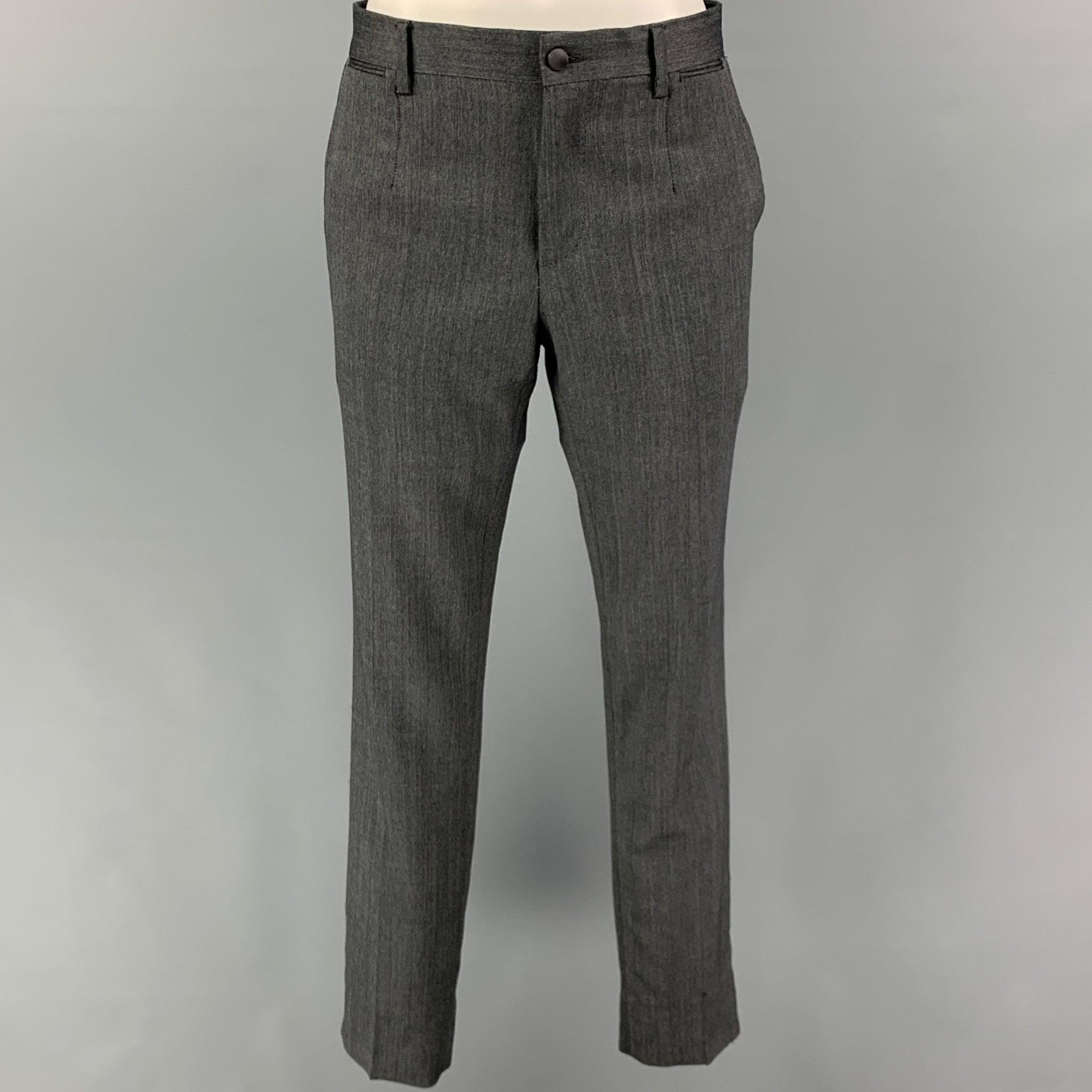 DOLCE & GABBANA Size 36 Grey Wool Silk Notch Lapel Tuxedo Suit For Sale 2
