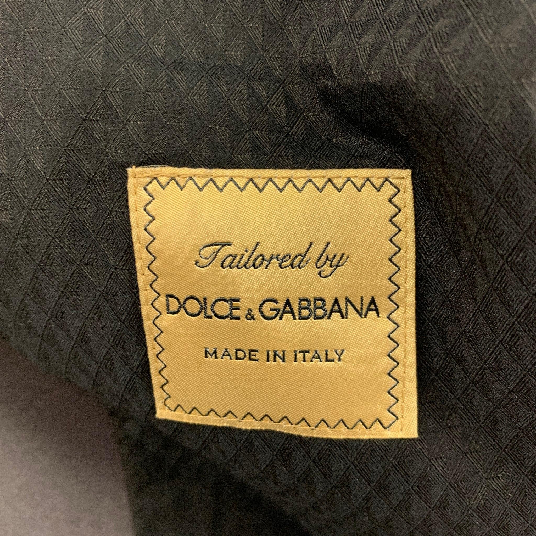 DOLCE & GABBANA Size 36 Grey Wool Silk Notch Lapel Tuxedo Suit For Sale 5