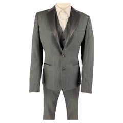 DOLCE & GABBANA Size 36 Grey Wool Silk Notch Lapel Tuxedo Suit