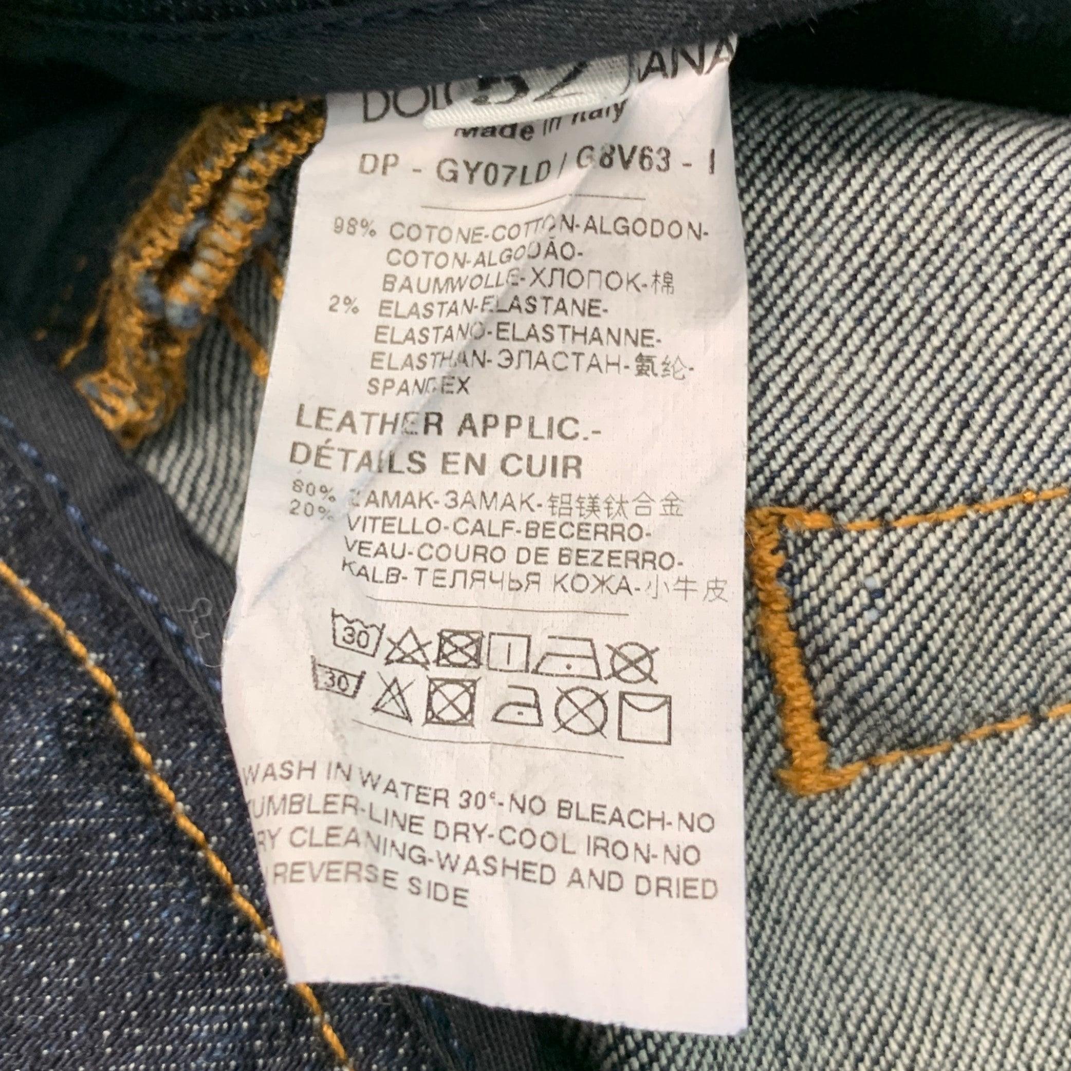 DOLCE & GABBANA Size 36 Indigo Contrast Stitch Cotton Blend Low Rise Jeans 1