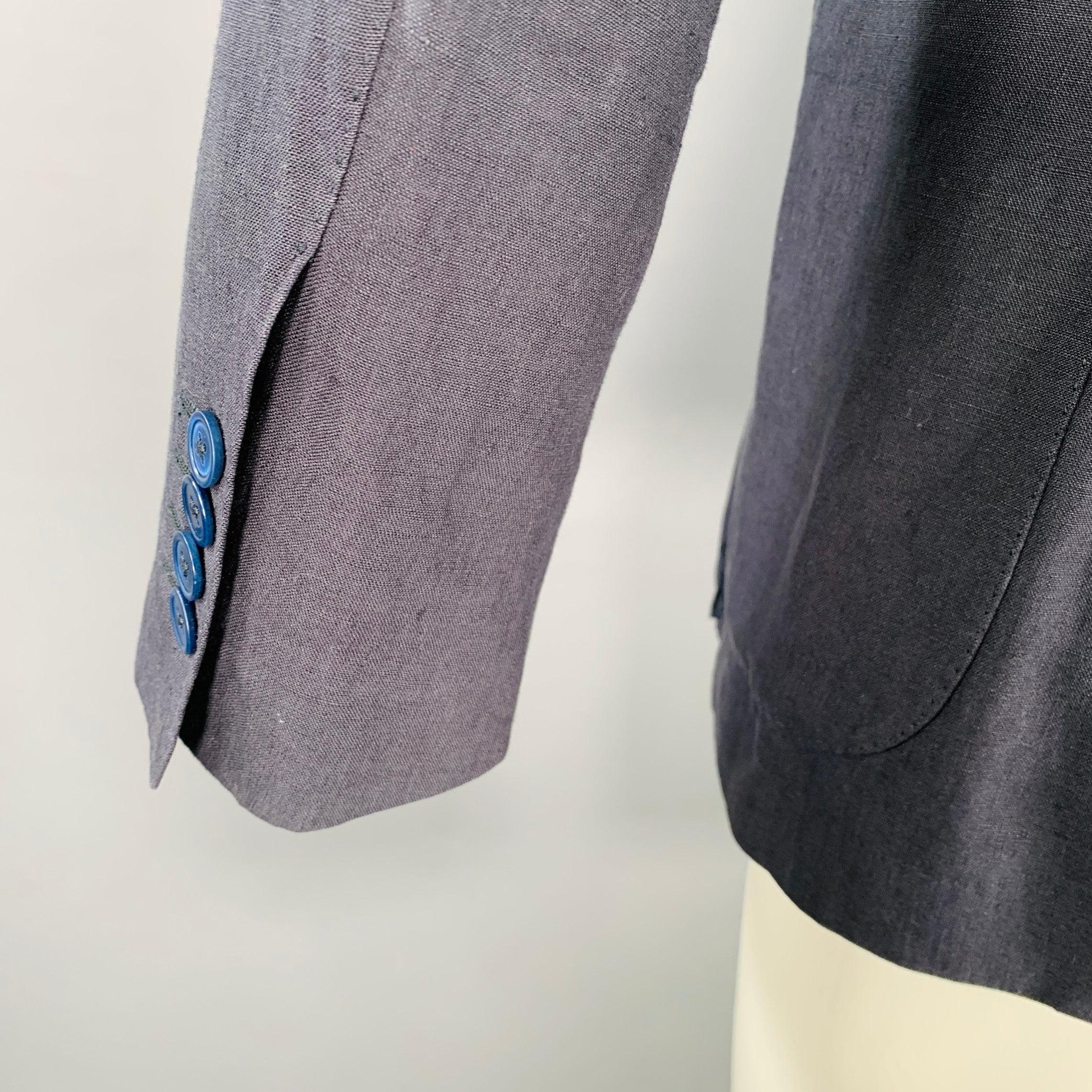 DOLCE & GABBANA Veste à revers en lin bleu marine taille 36 Excellent état - En vente à San Francisco, CA