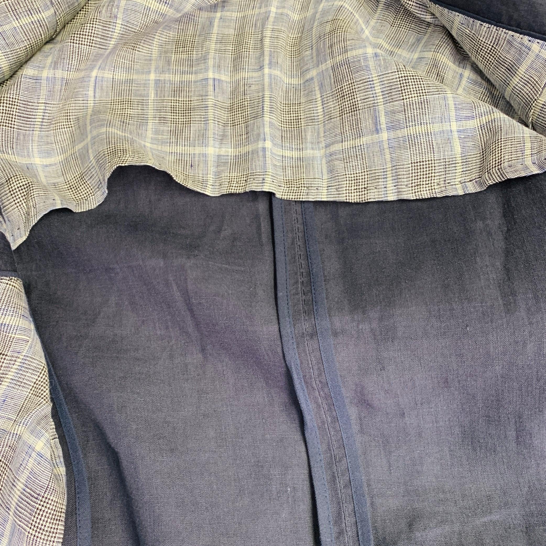DOLCE & GABBANA Veste à revers en lin bleu marine taille 36 en vente 1