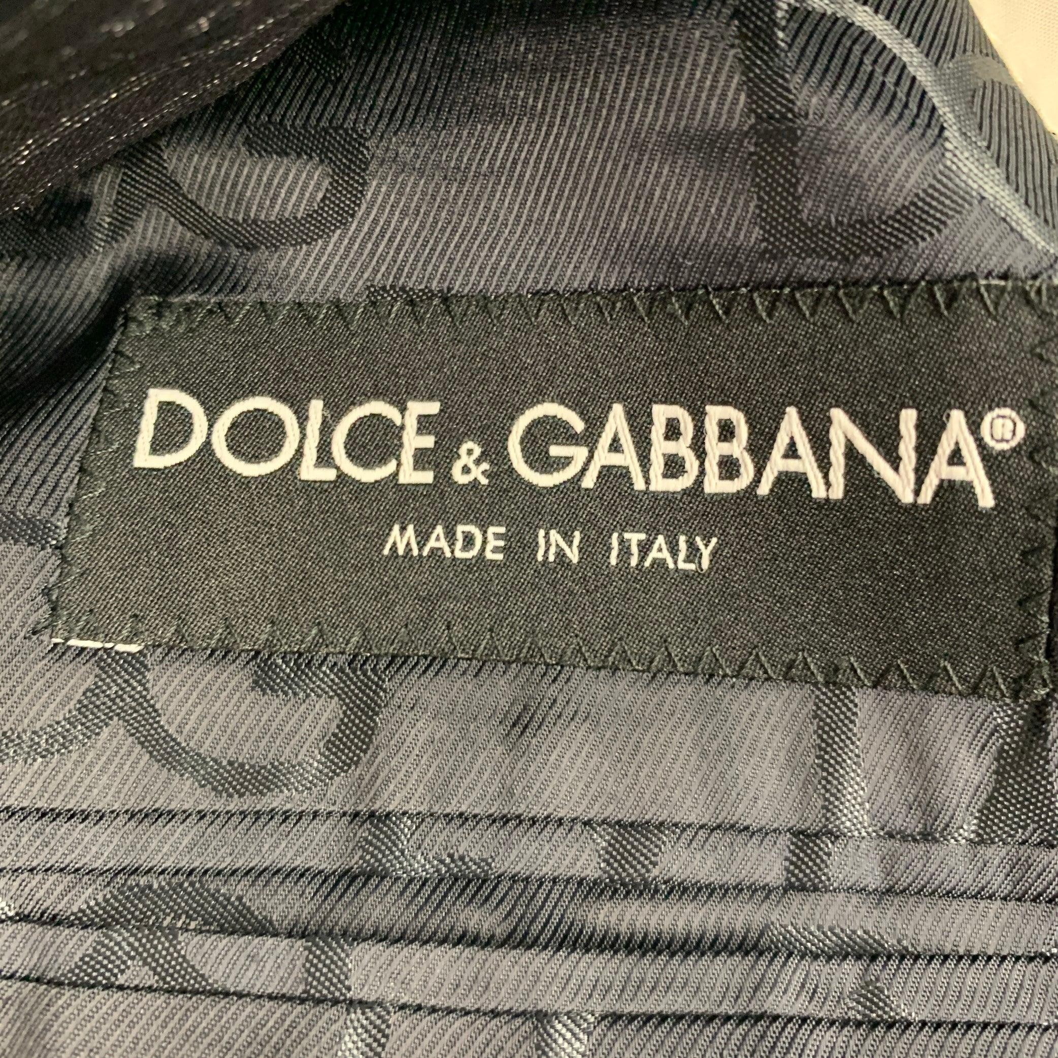 Dolce & Gabbana Taglia 36 Cappotto sportivo in lana vergine a strisce blu navy in vendita 5