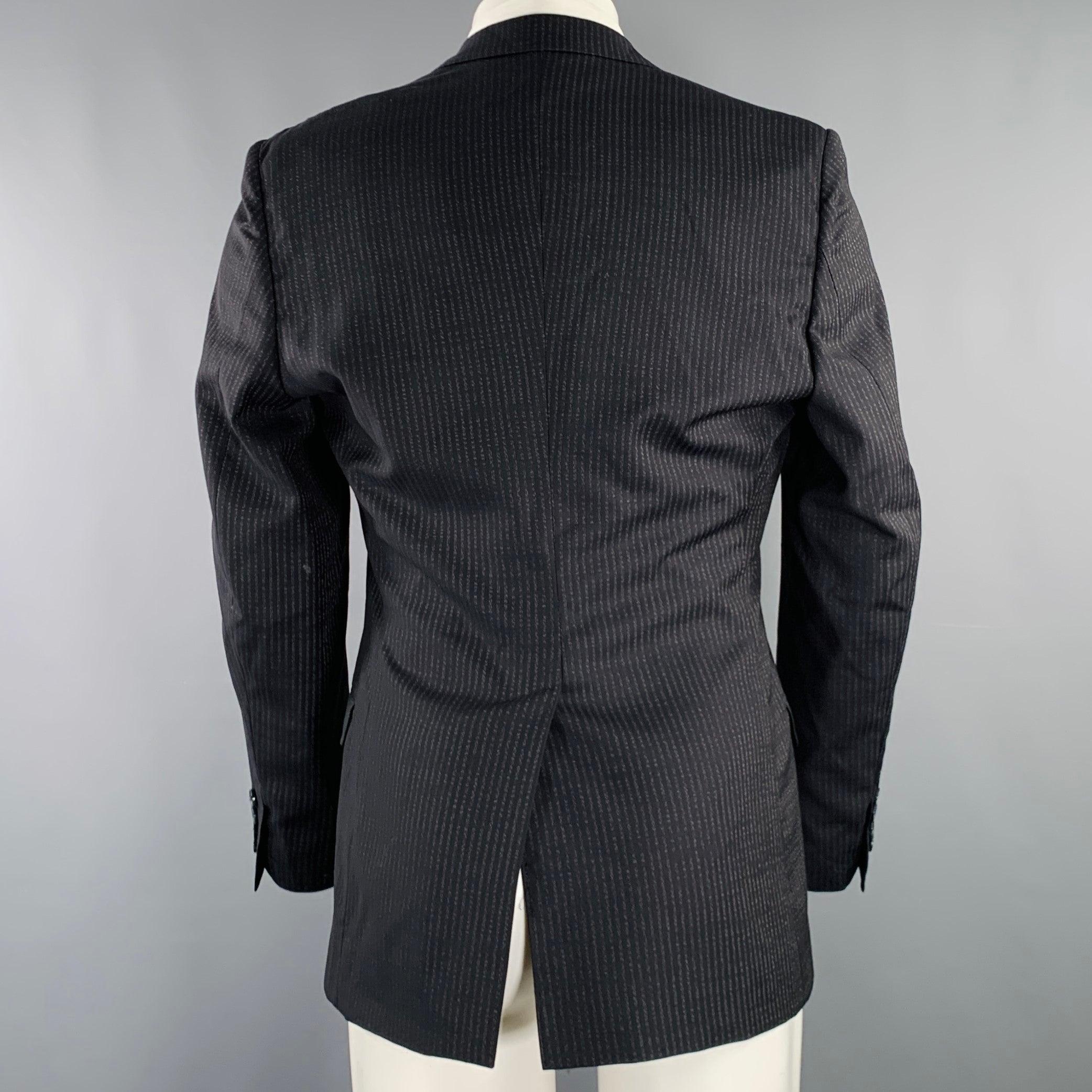 Nero Dolce & Gabbana Taglia 36 Cappotto sportivo in lana vergine a strisce blu navy in vendita