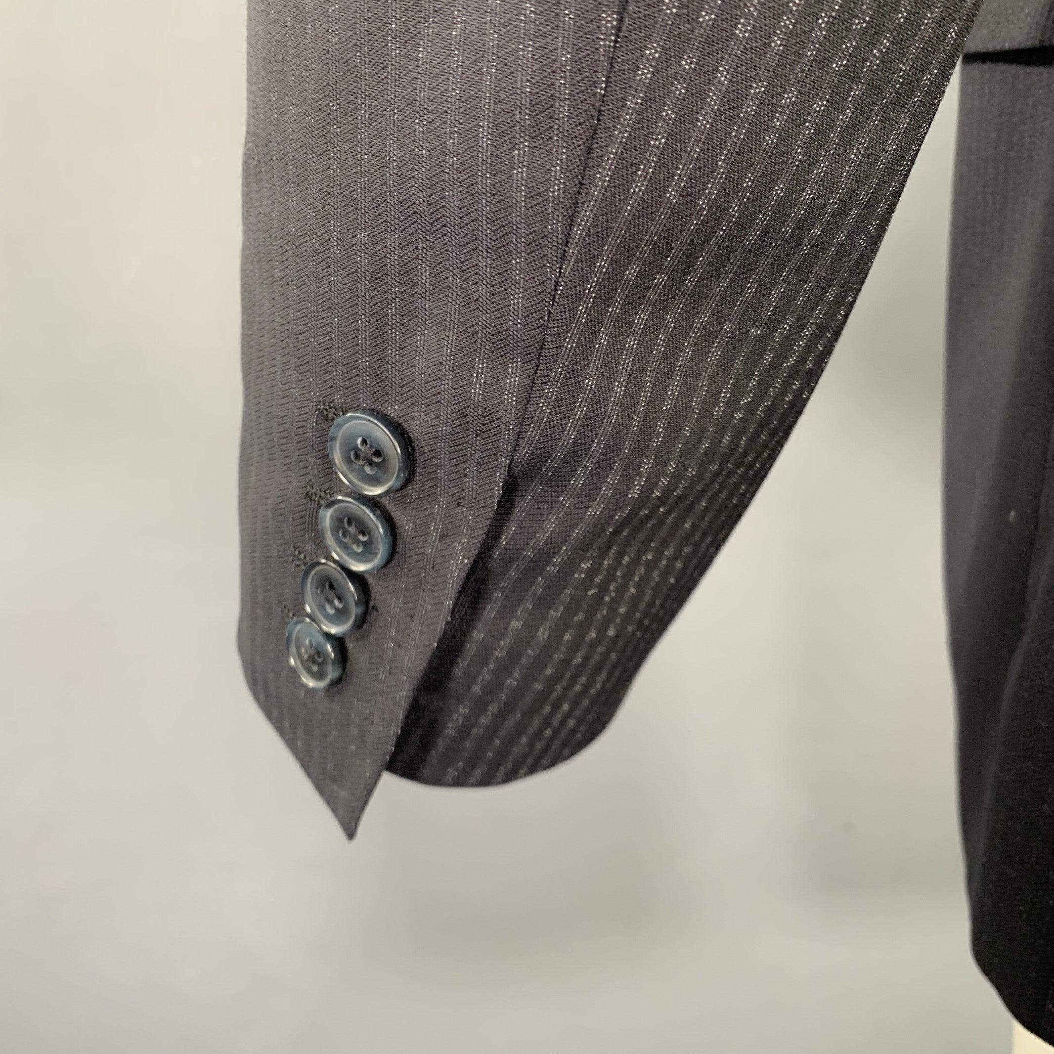 Men's DOLCE & GABBANA Size 36 Navy Stripe Virgin Wool Sport Coat For Sale