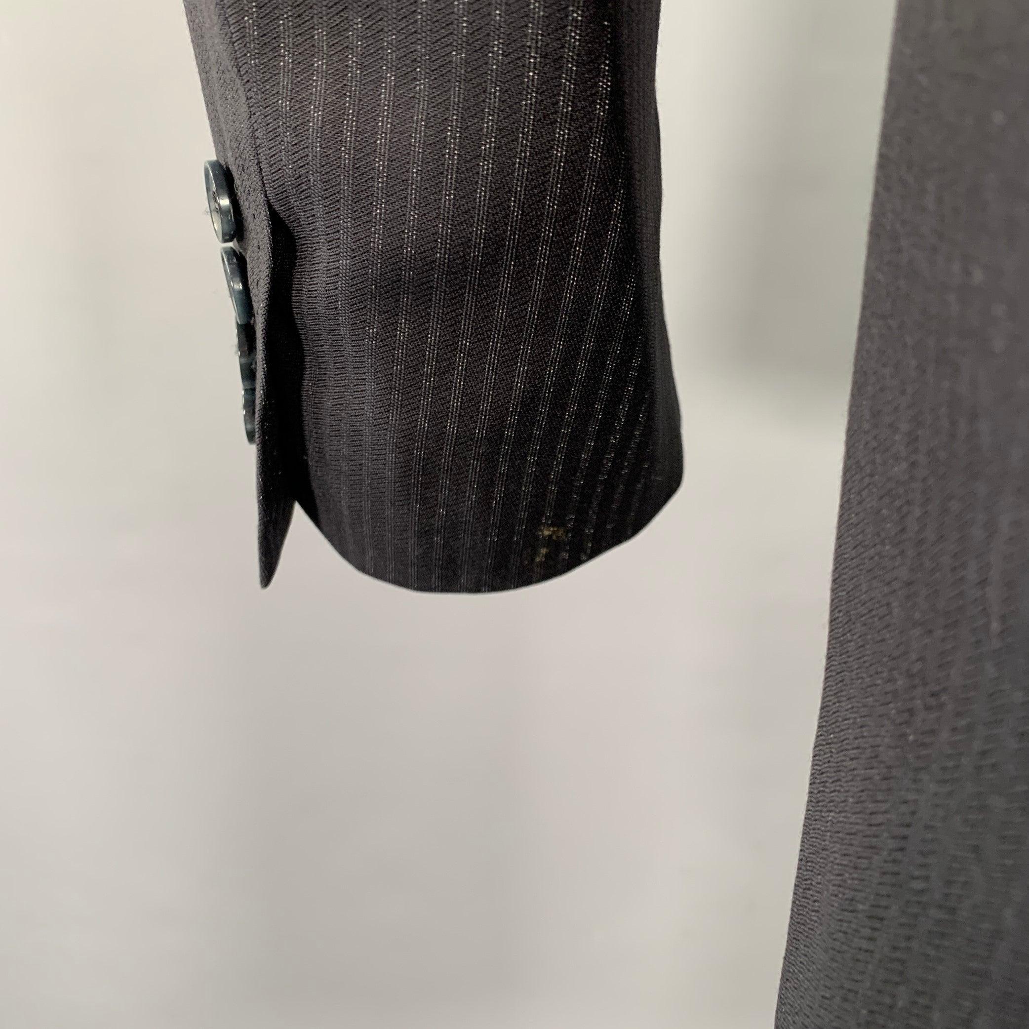 DOLCE & GABBANA Size 36 Navy Stripe Virgin Wool Sport Coat For Sale 1