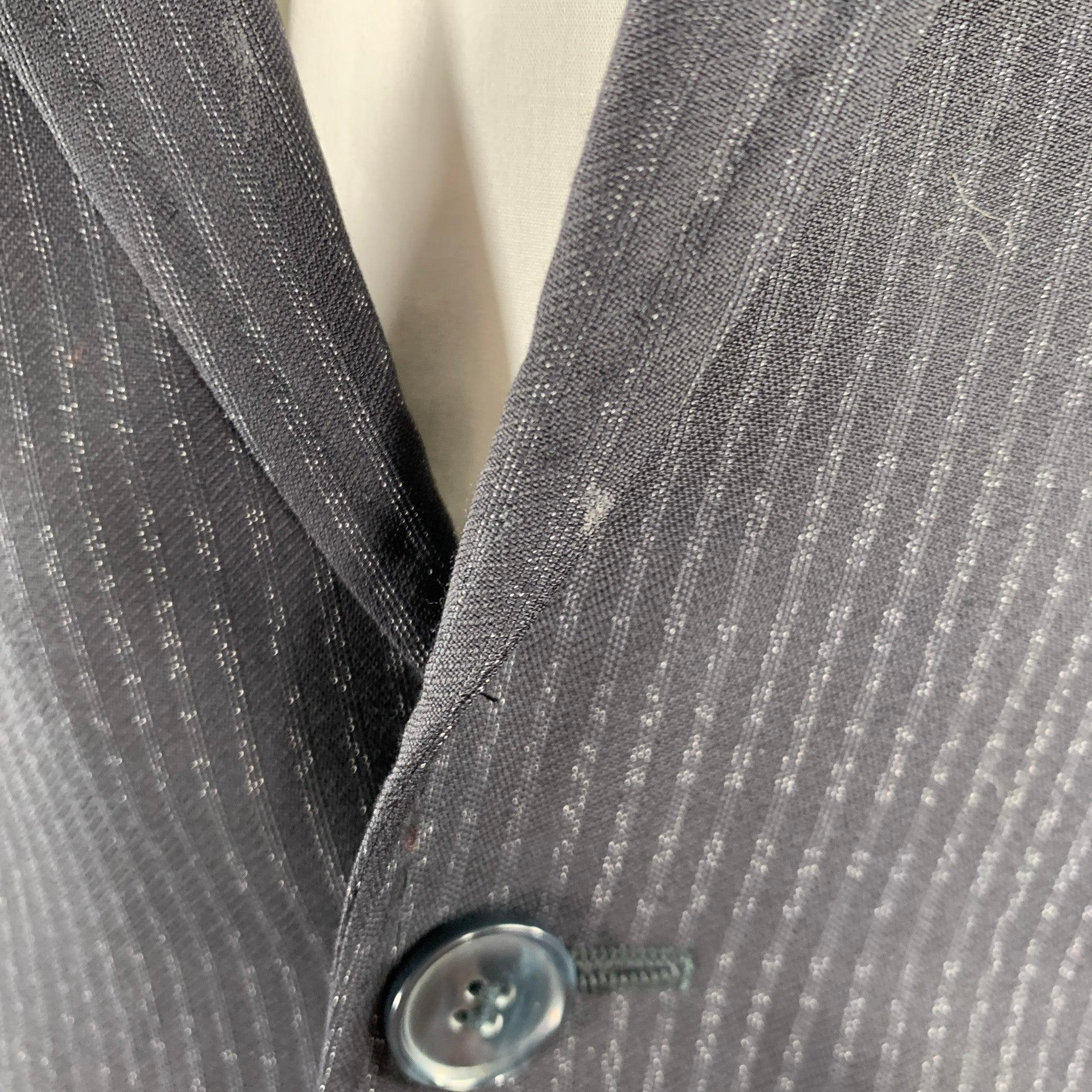 DOLCE & GABBANA Size 36 Navy Stripe Virgin Wool Sport Coat For Sale 3