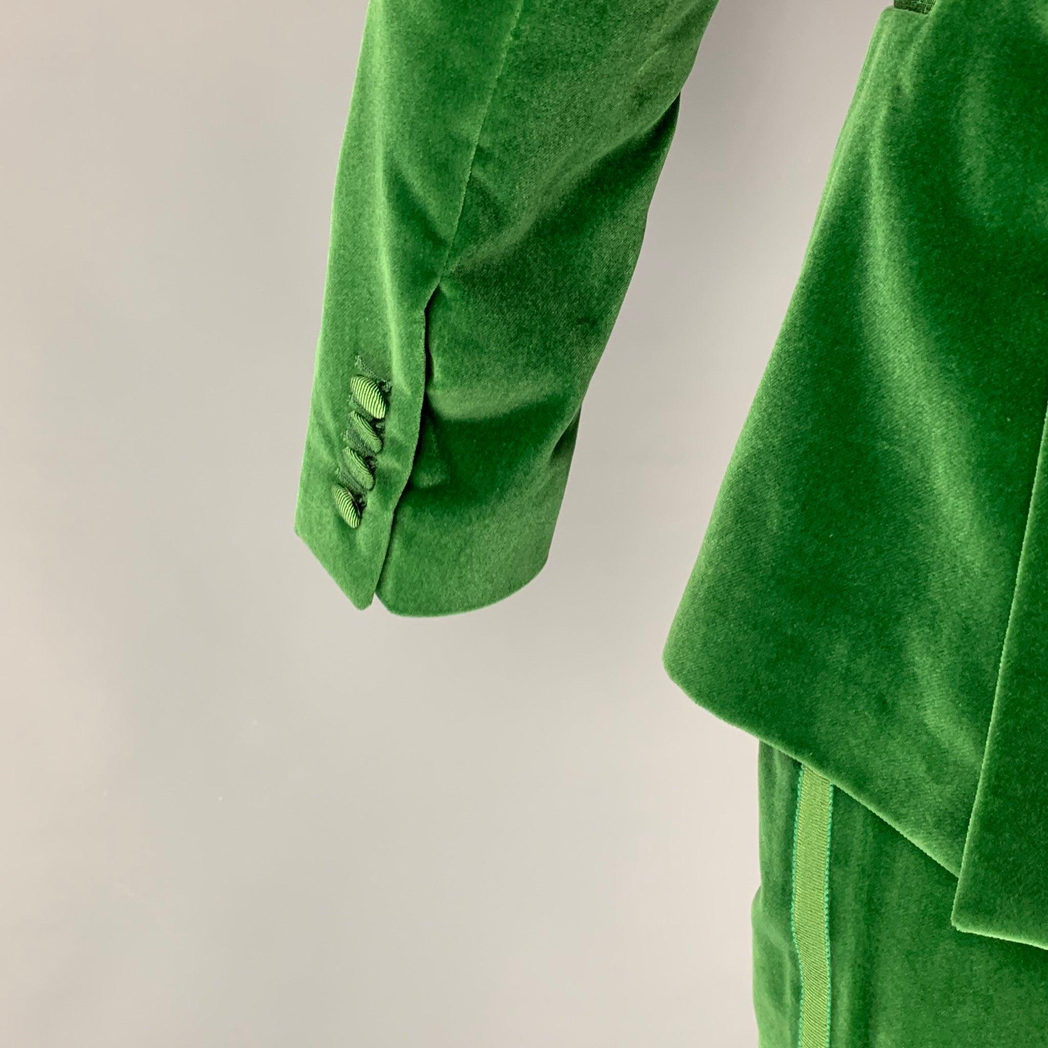Dolce & Gabbana Taille 36 R Costume 3 pièces en velours vert à double boutonnage et châle Pour hommes en vente