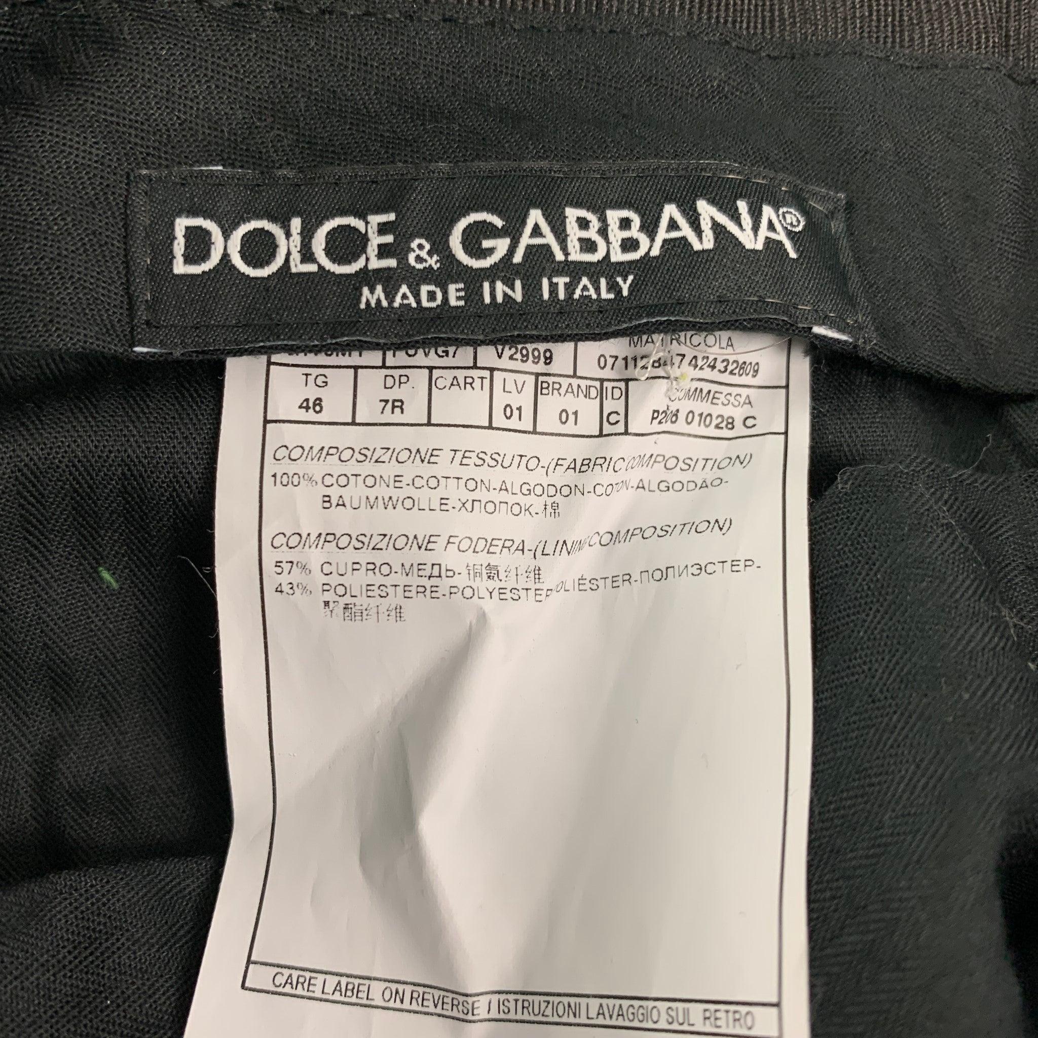 Dolce & Gabbana Taille 36 R Costume 3 pièces en velours vert à double boutonnage et châle en vente 3