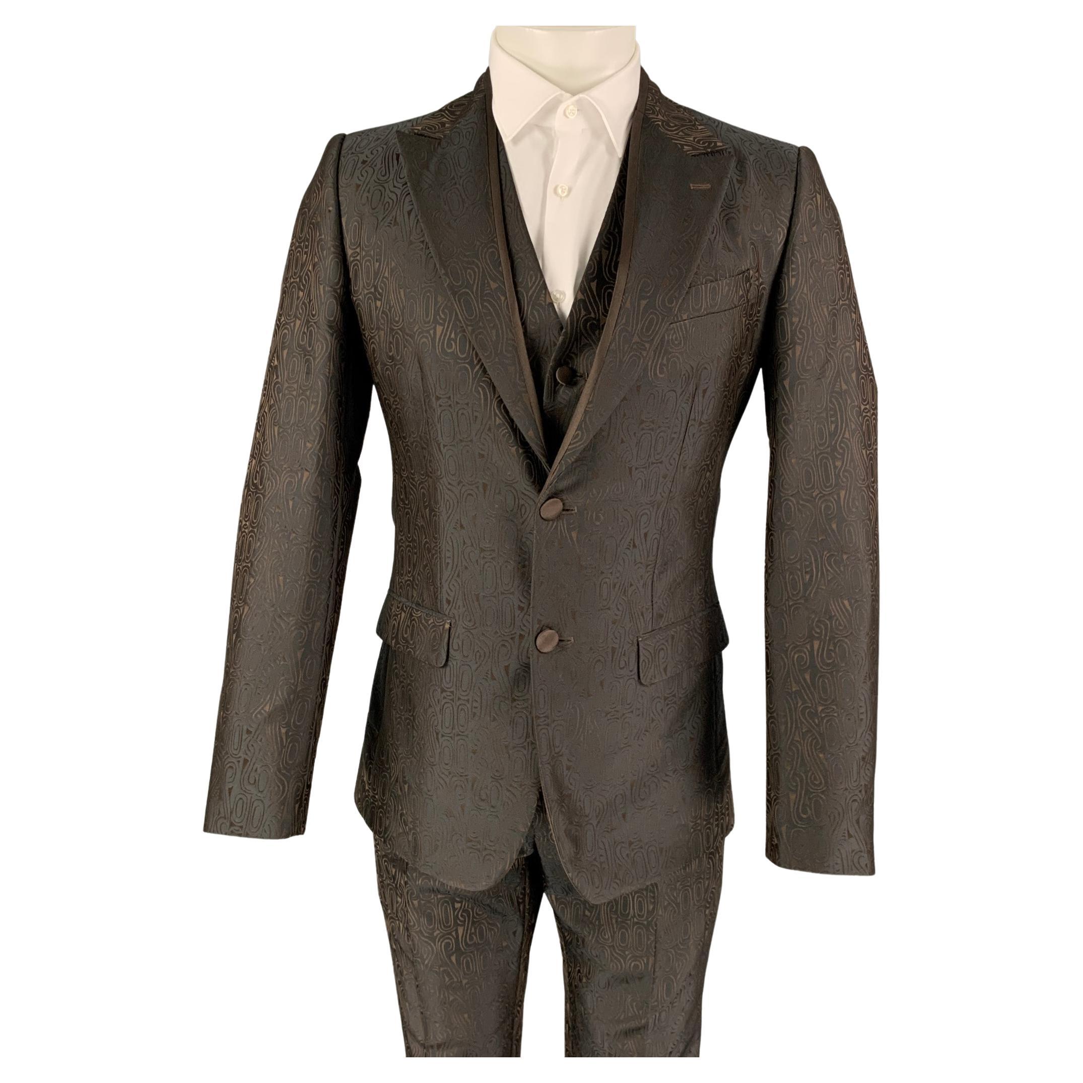 Dolce & Gabbana Black Brown Silk Waistcoat Dress Formal Vest