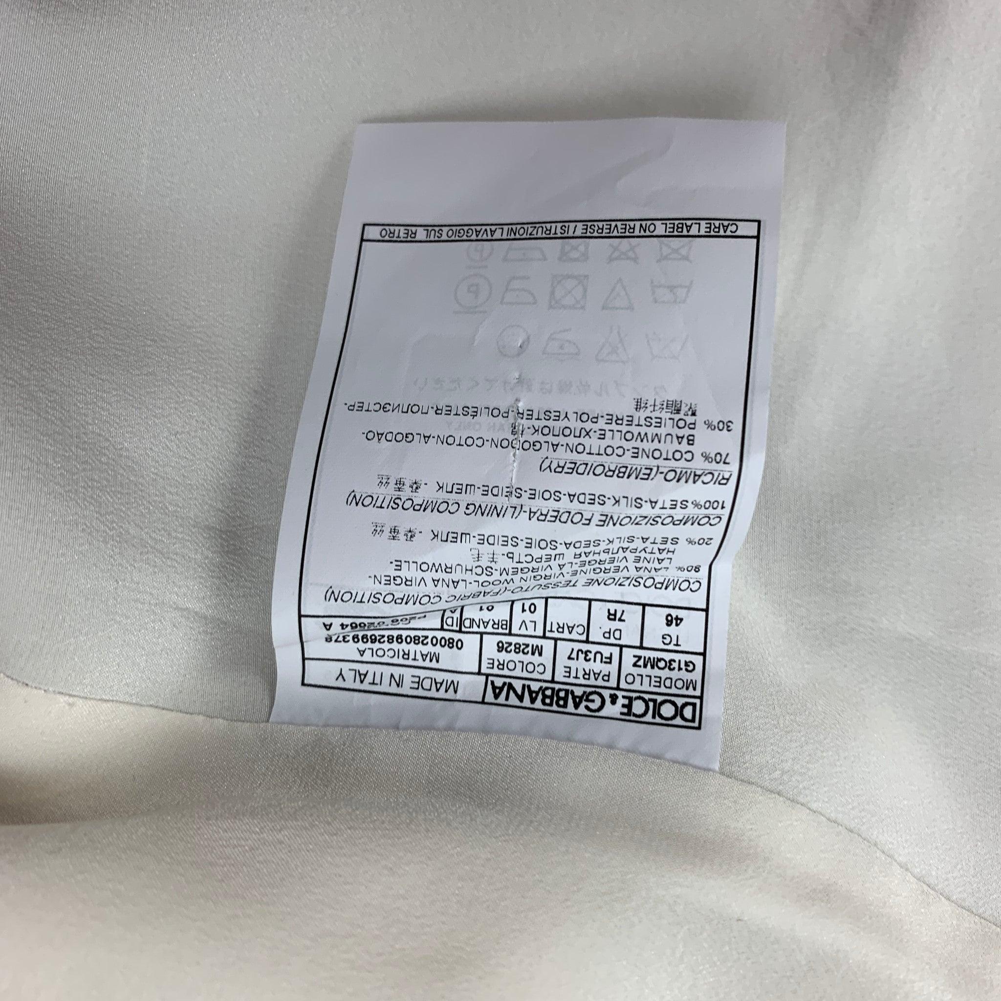 DOLCE & GABBANA Size 36 Regular Grey Wool Silk Shawl Lapel 3 Piece Suit For Sale 6