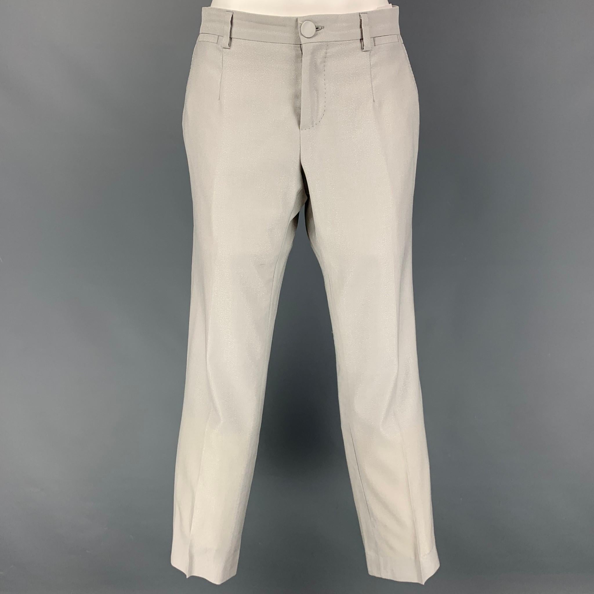 Men's DOLCE & GABBANA Size 36 Regular Grey Wool Silk Shawl Lapel 3 Piece Suit