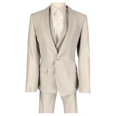 DOLCE & GABBANA Size 36 Regular Grey Wool Silk Shawl Lapel 3 Piece Suit