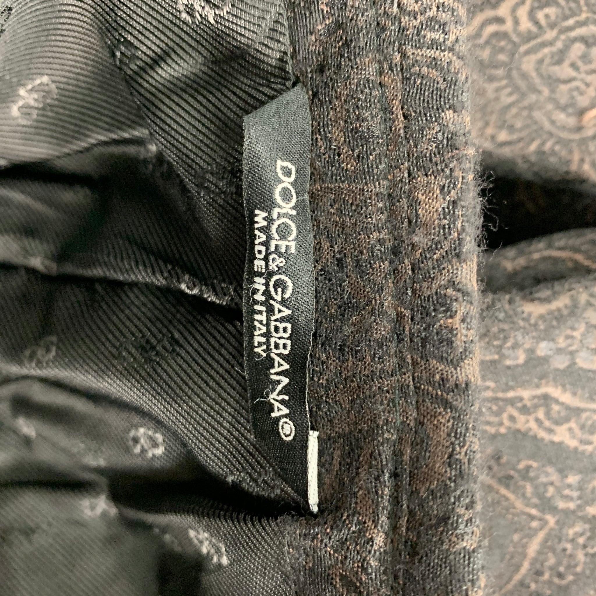 DOLCE & GABBANA Size 38 Black Brown Jacquard Wool Peak Lapel Sport Coat For Sale 5