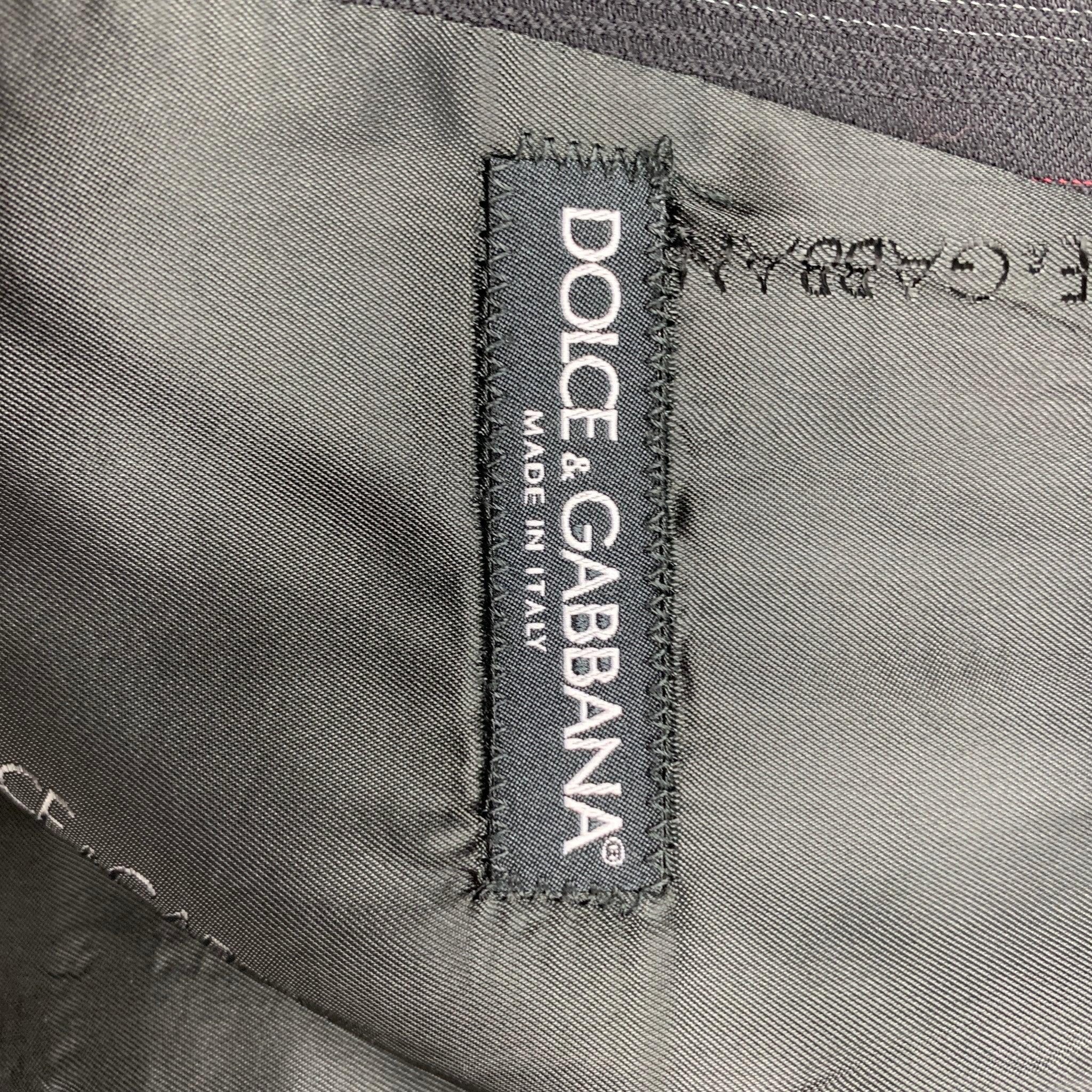DOLCE & GABBANA Size 38 Black & Burgundy Stripe Wool Classic Vest For Sale 1