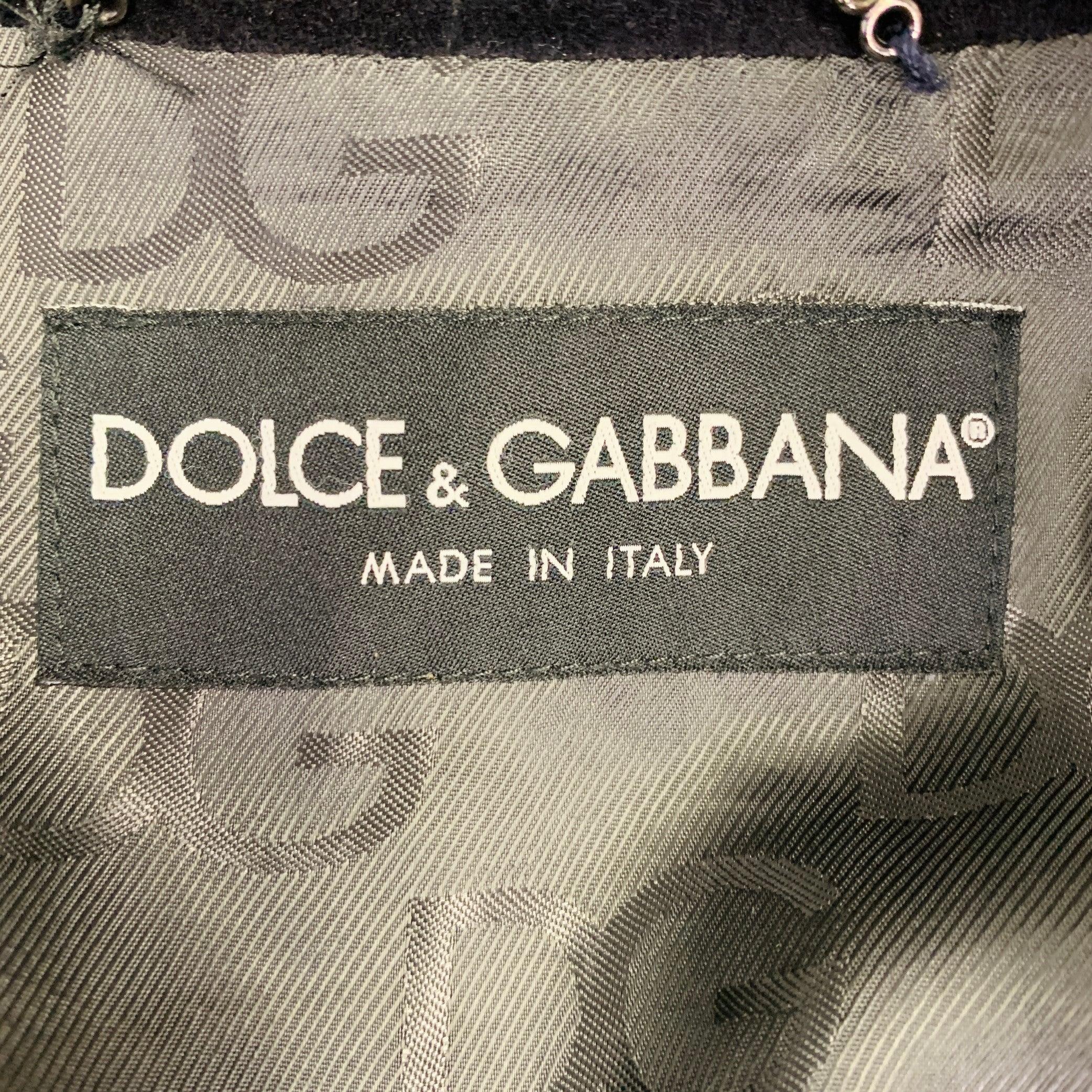 Men's DOLCE & GABBANA Size 38 Black Calfskin Suede Zip Up Work Jacket For Sale
